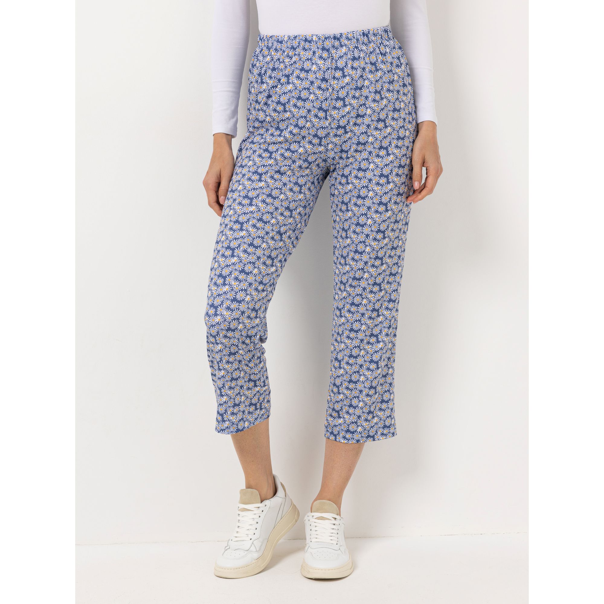 IN-PRINT Hose, 7/8 Länge Rundumdehnbund Lässige Passform Allover-Druck