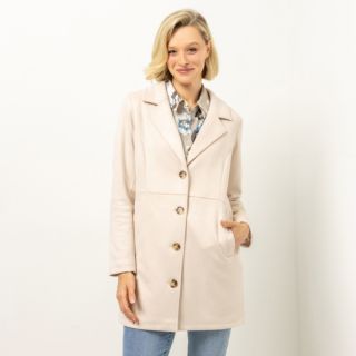 VIA MILANO Kurzmantel Veloursleder-Optik Länge 85cm figurumspielend