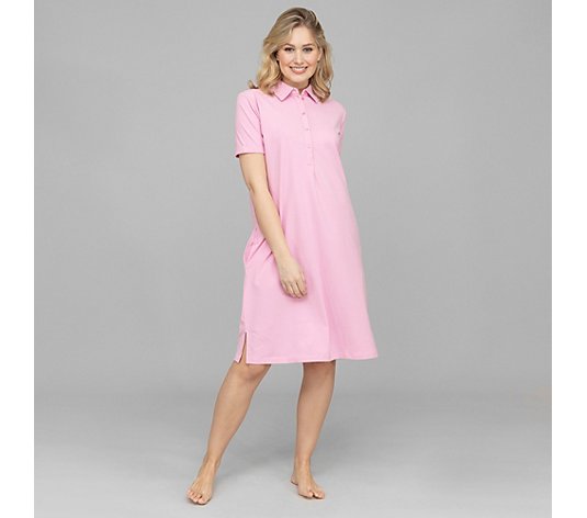 LYLA Homewear Kleid, 1/2-Arm Polo-Kragen Knopfleiste knieumspielend