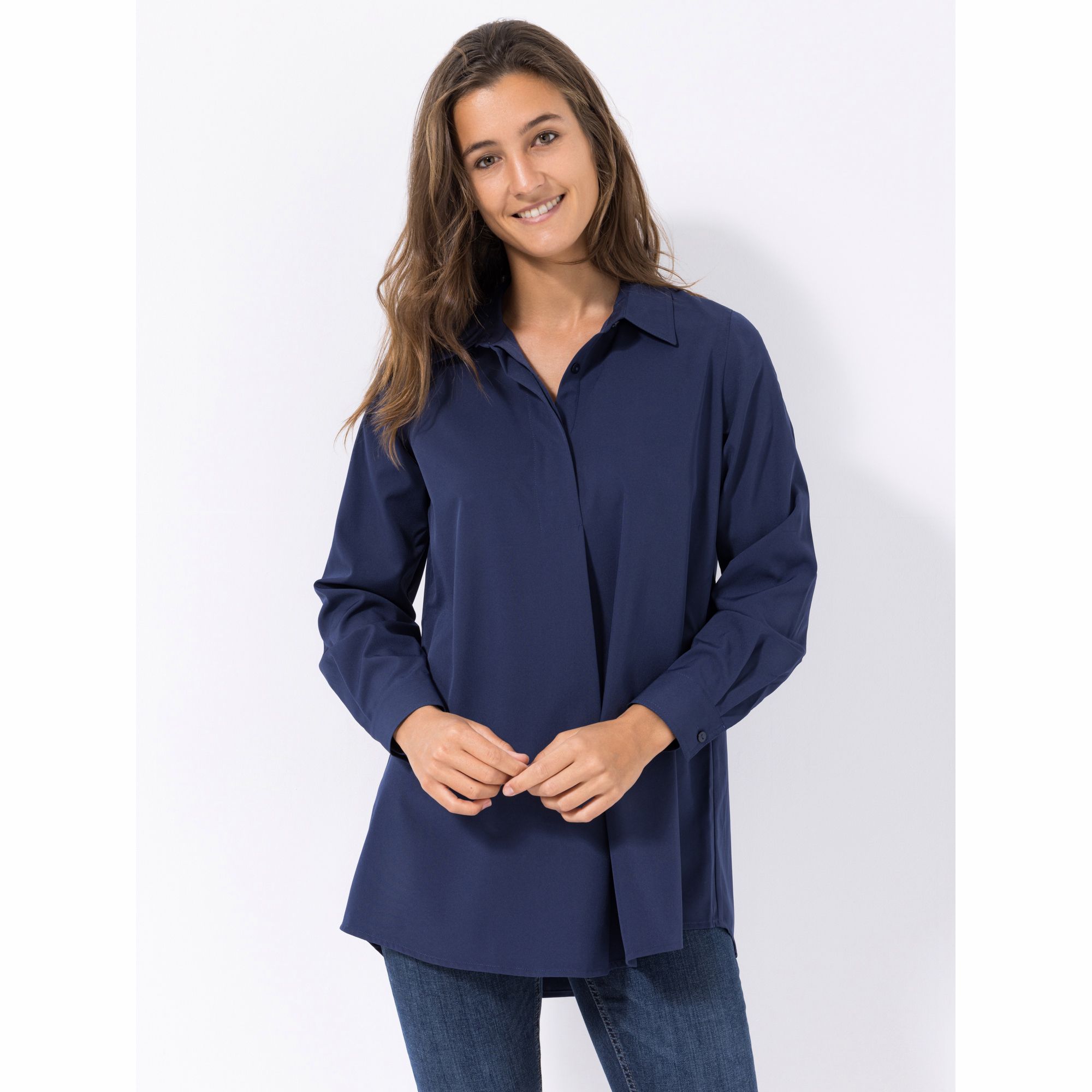 VIA MILANO Tunika, 1/1-Arm Hemdkragen Manschetten leger weit