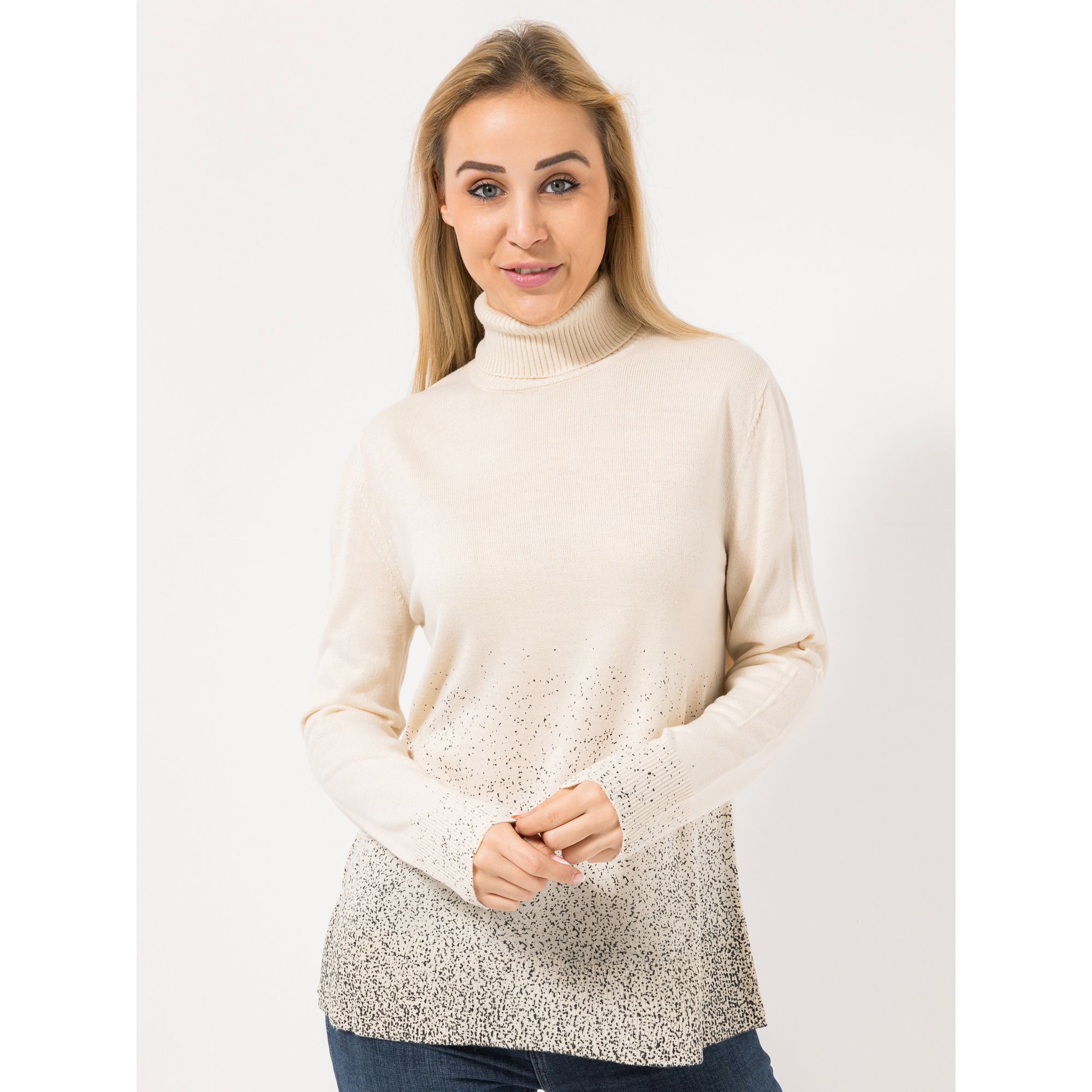 CASHMASOFT Pullover, 1/1-Arm Cashmeregriff Rollkragen Sprayoptik