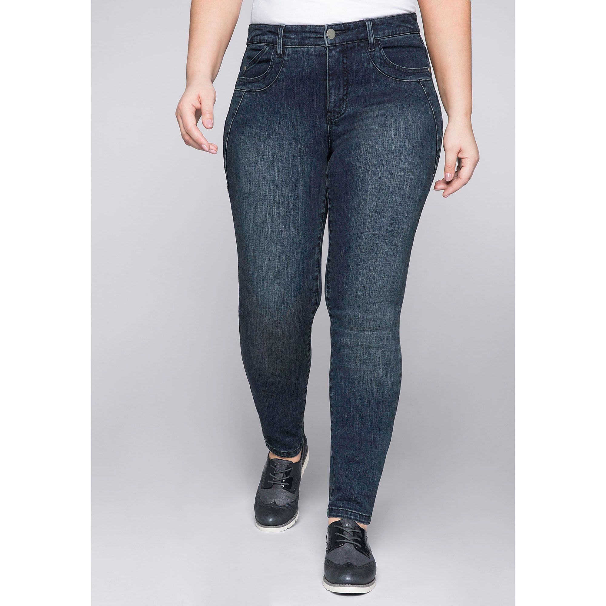 Skinny-Stretch-Jeans Used-Effekte Bodyforming-Effekt 5-Pocket-Style sheego
