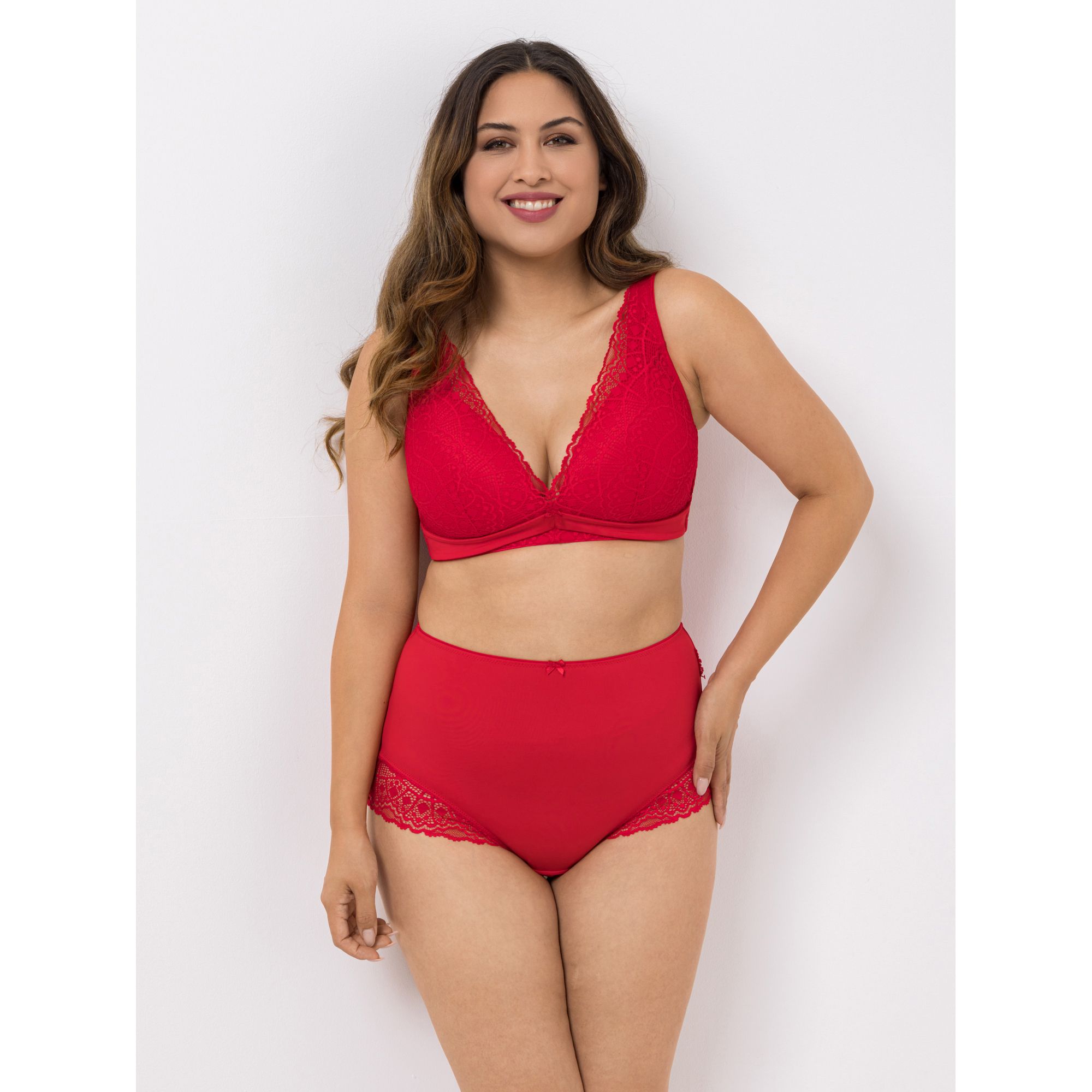 LITTLE ROSE Schalen-BH Mikrofasermischung V-Ausschnitt Spitzenbesatz