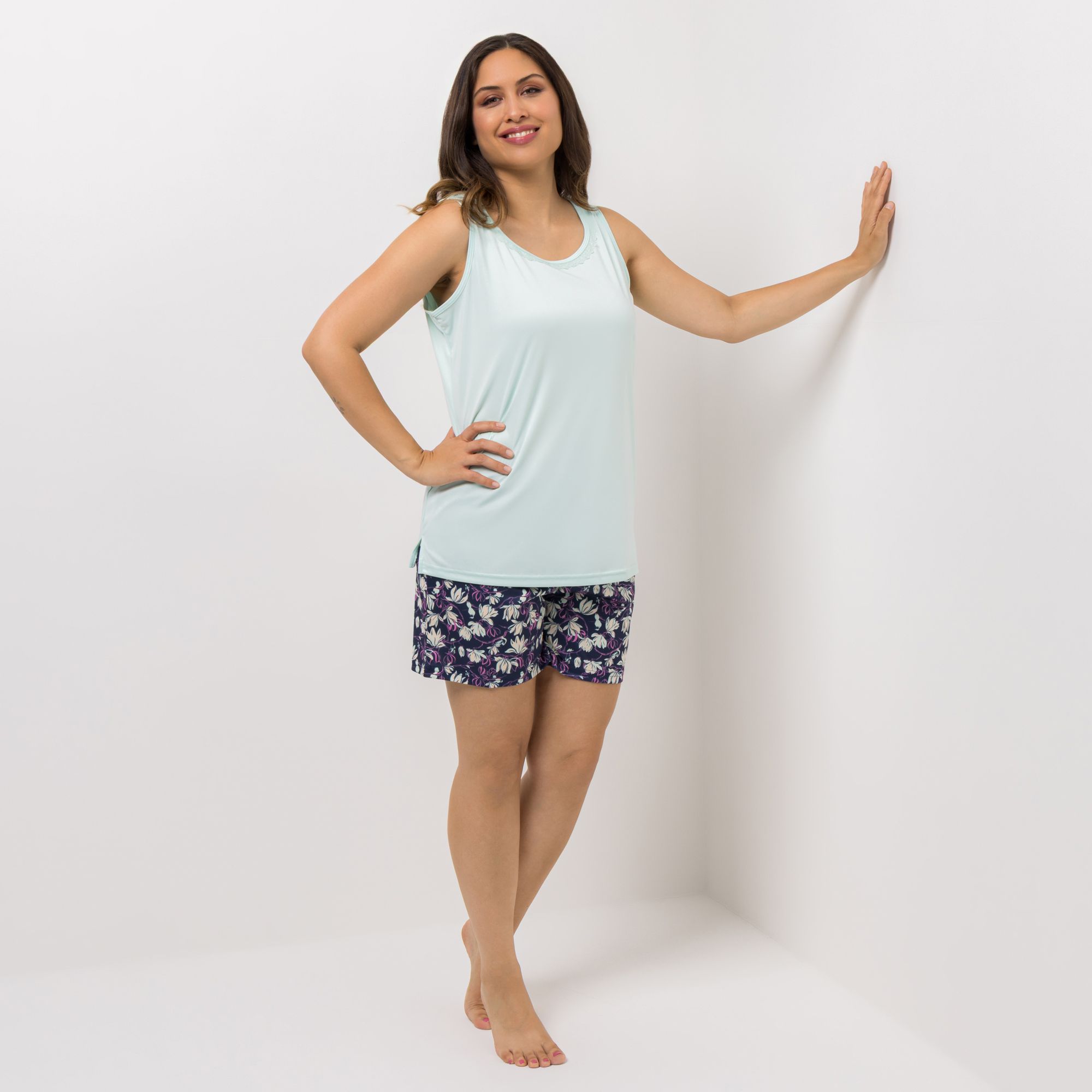 LITTLE ROSE Pyjama-Set Top Hose, Shorty Spitzendetails