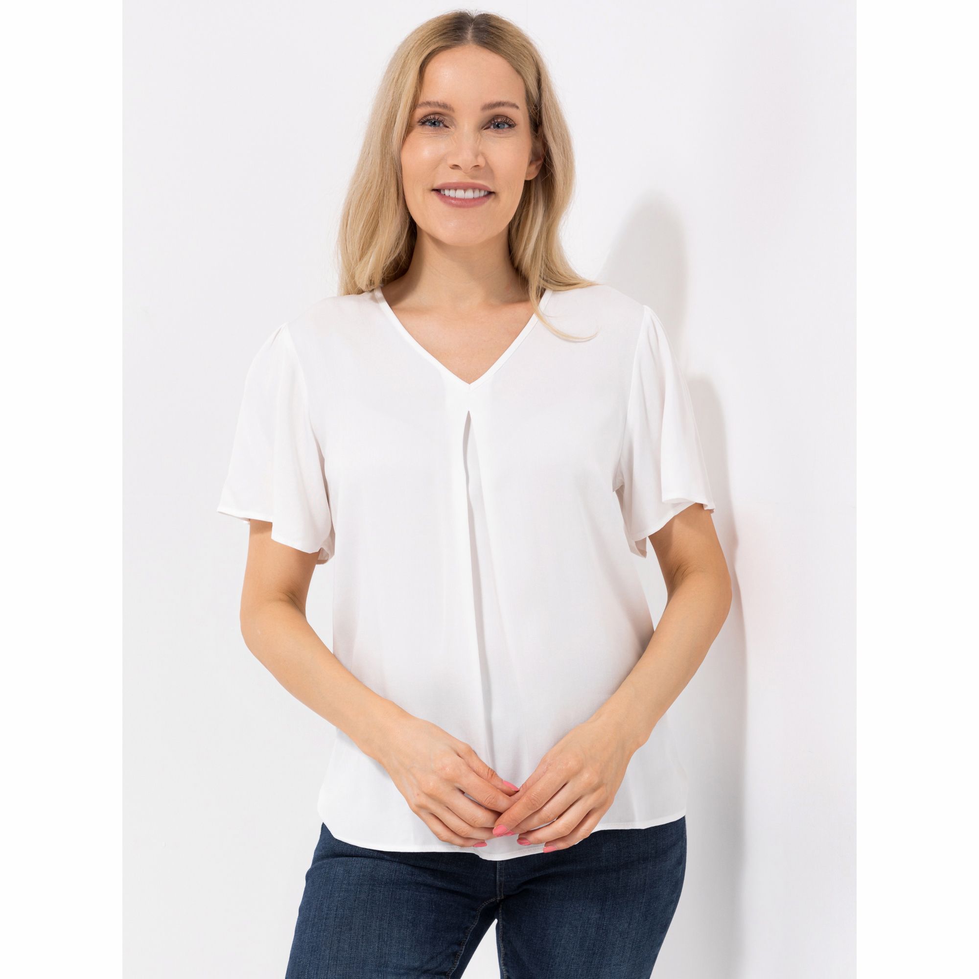 LOVELY SISTERS® Shirt, 1/2-Arm V-Ausschnitt leicht ausgestellt