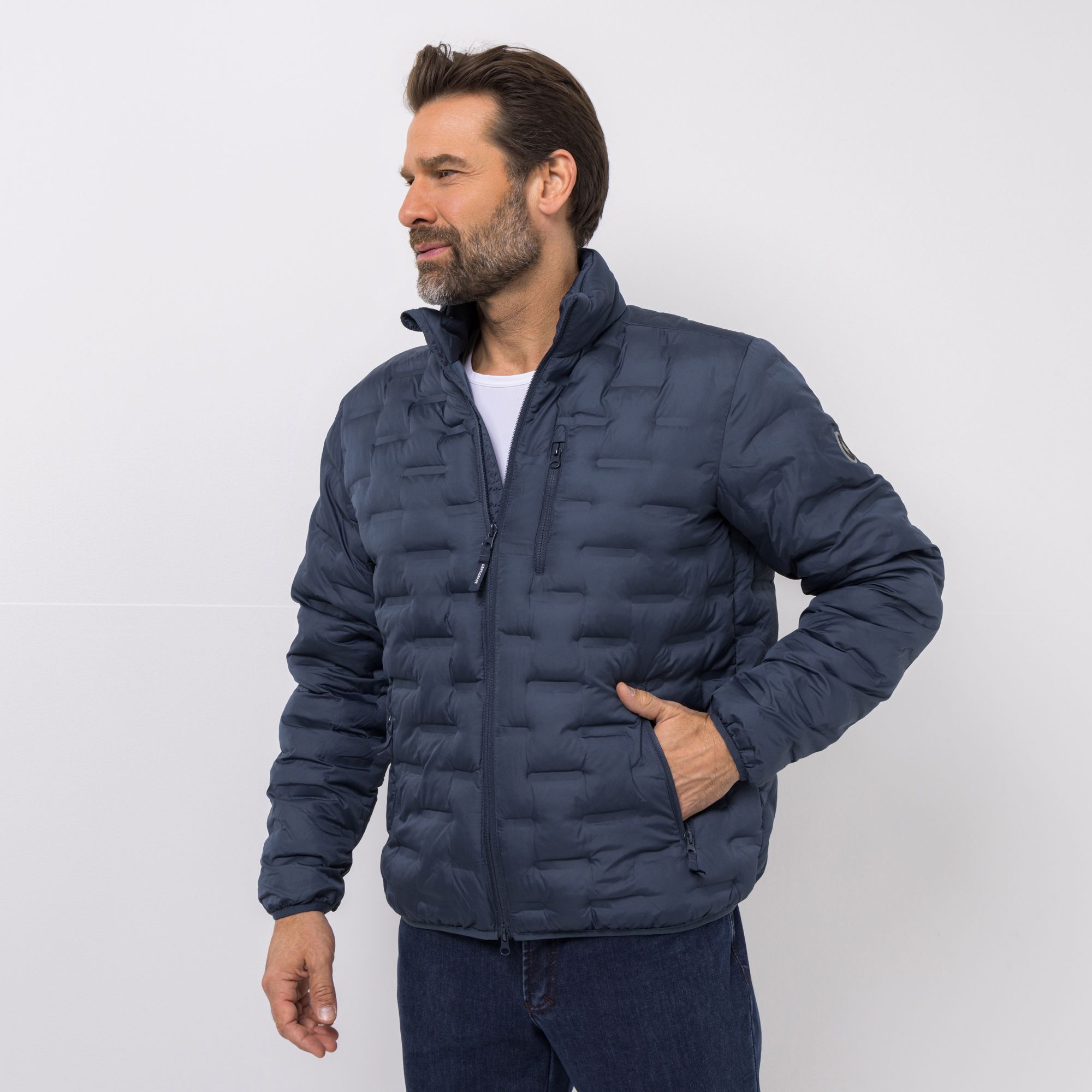 CENTIGRADE Herren Steppjacke Stehkragen 2-Wege-Reißverschluss Reißverschlusstaschen