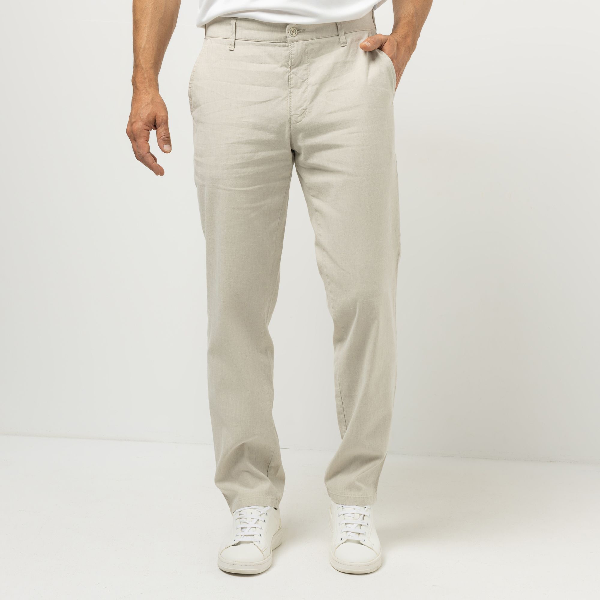 CLUB OF COMFORT® Herrenhose Foxx Chino-Style Raffbund Leinen-Mix