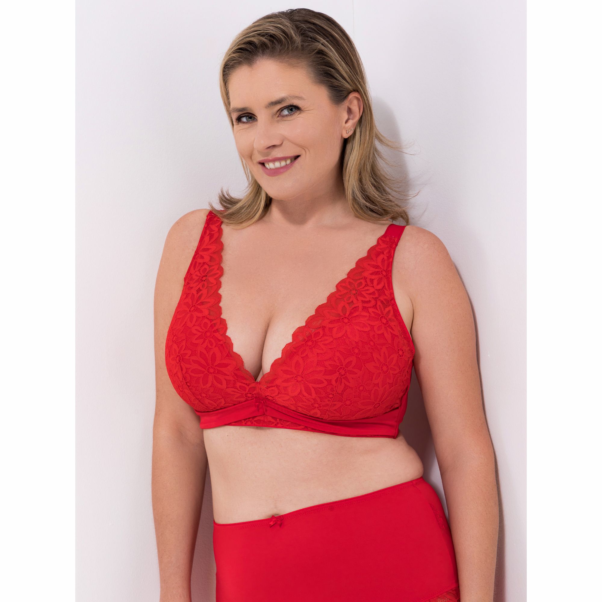 LITTLE ROSE Schalen-BH Mikrofasermischung V-Ausschnitt Spitzenbesatz