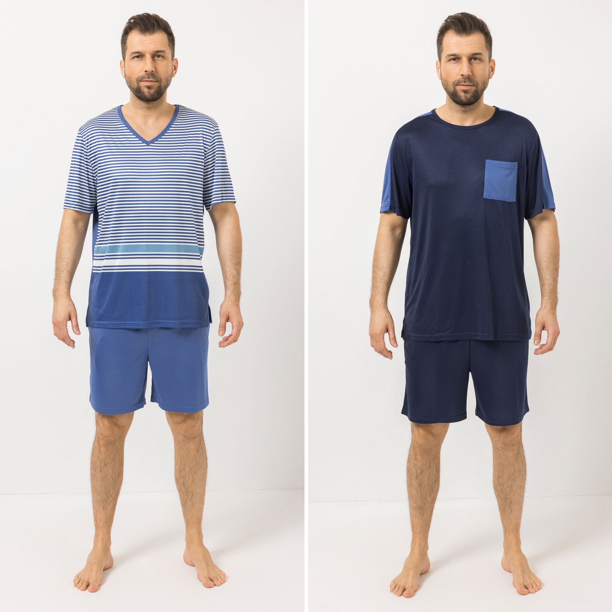 MEN'S TOUCH 2 Pyjamas Mikrofaser Shirt, 1/2-Arm Shorts