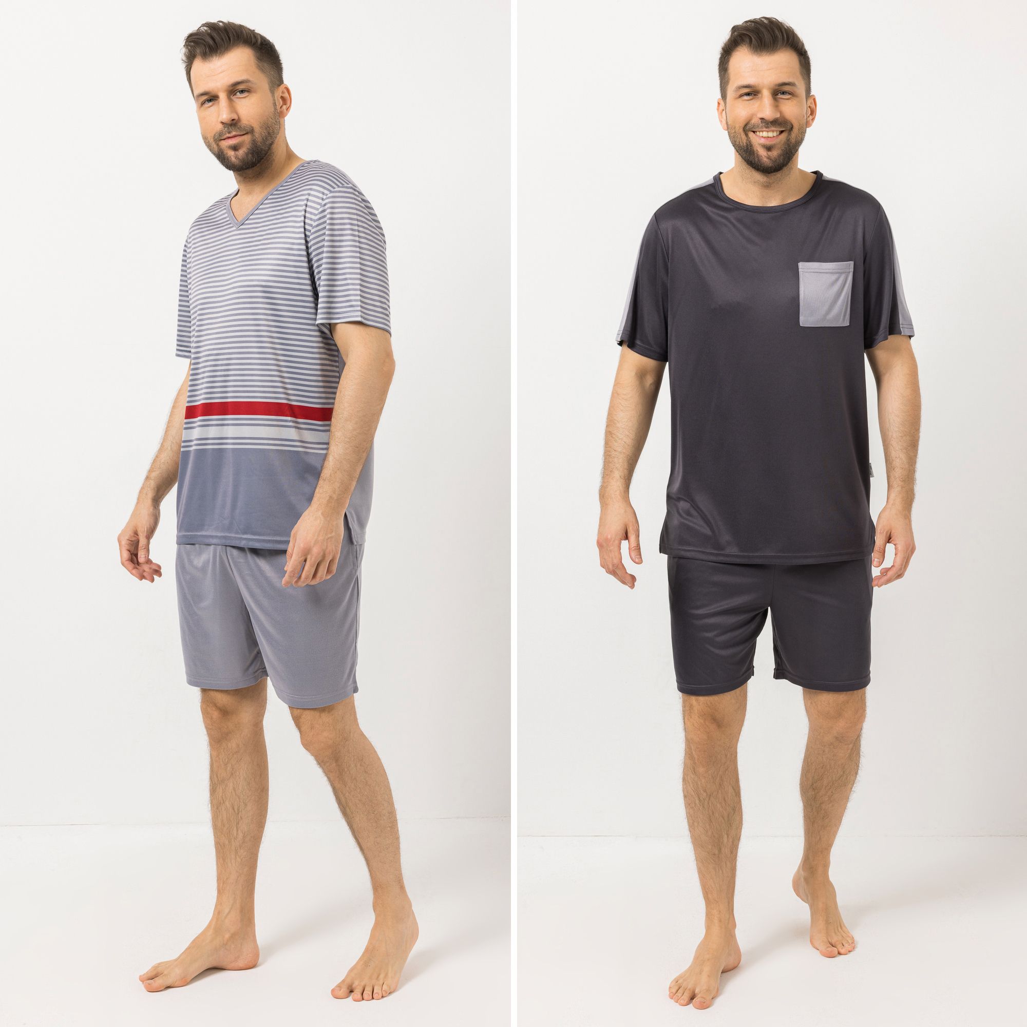 MEN'S TOUCH 2 Pyjamas Mikrofaser Shirt, 1/2-Arm Shorts
