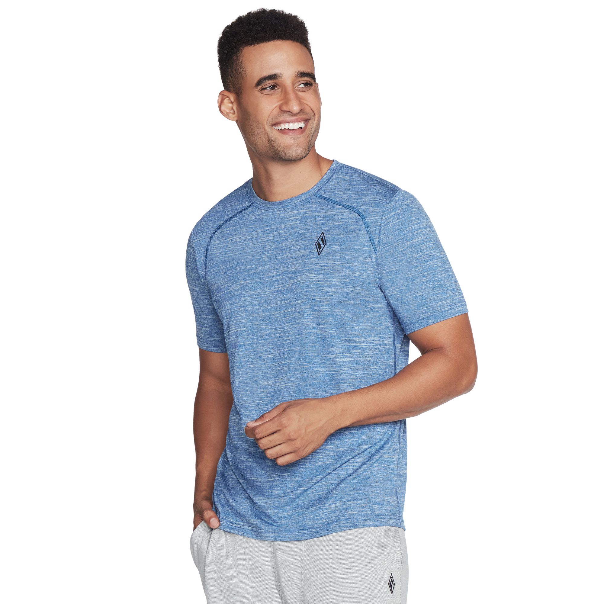 SKECHERS Herren Shirt, 1/2-Arm Rundhalsausschnitt Logodruck Flatlock-Nähte