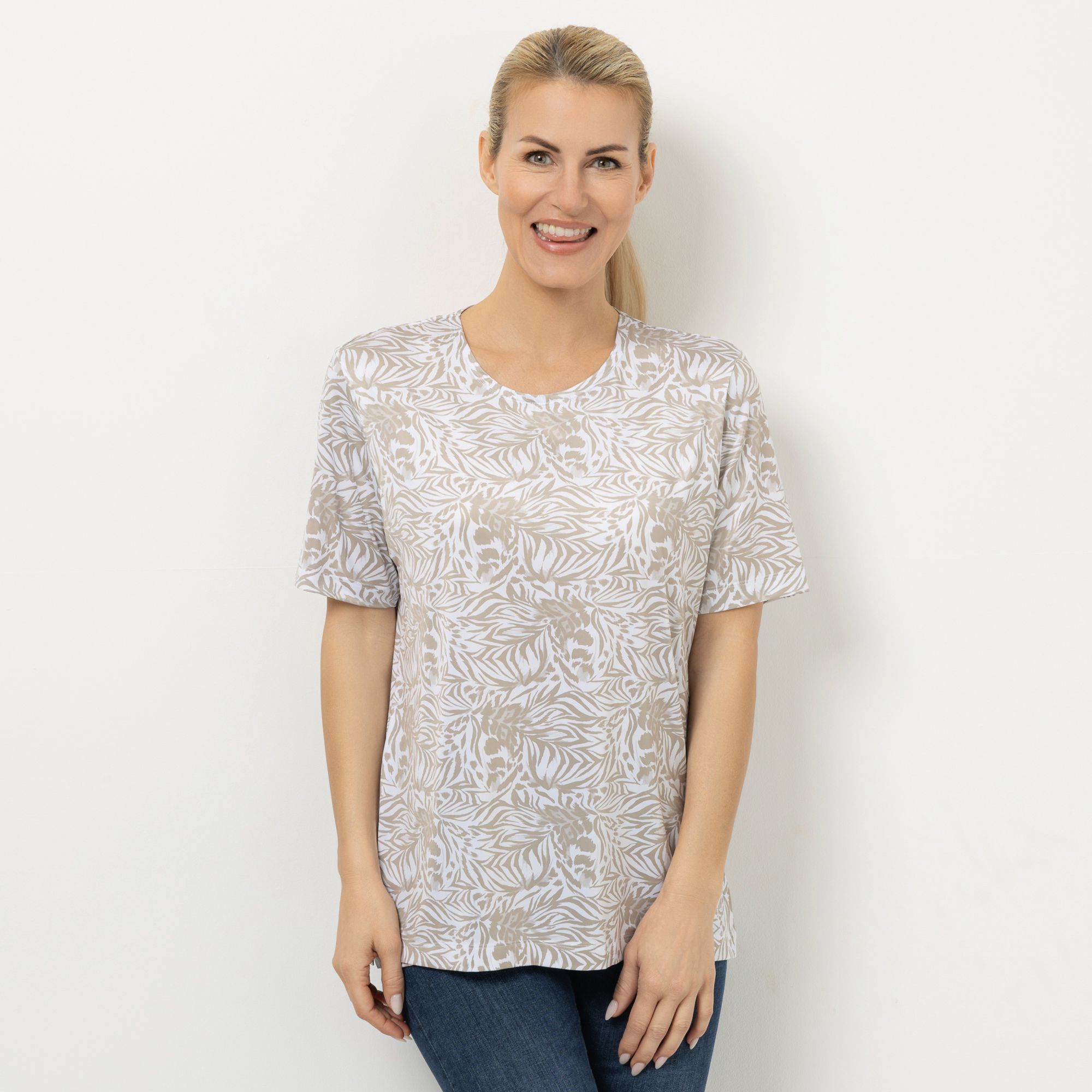 IN-PRINT Shirt, 1/2-Arm Rundhalsausschnitt Seitenschlitze