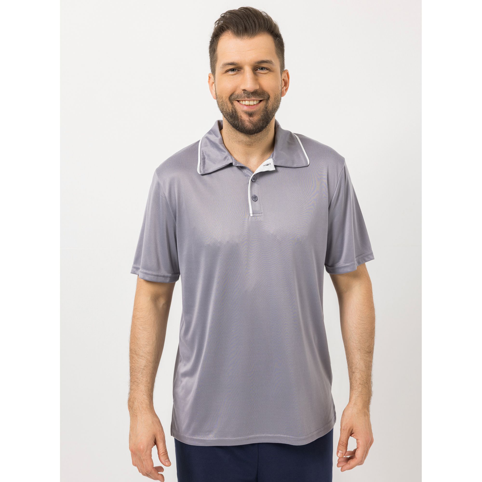 MEN'S TOUCH Poloshirt, 1/2-Arm Mikrofaser Streifendetails Knopfleiste