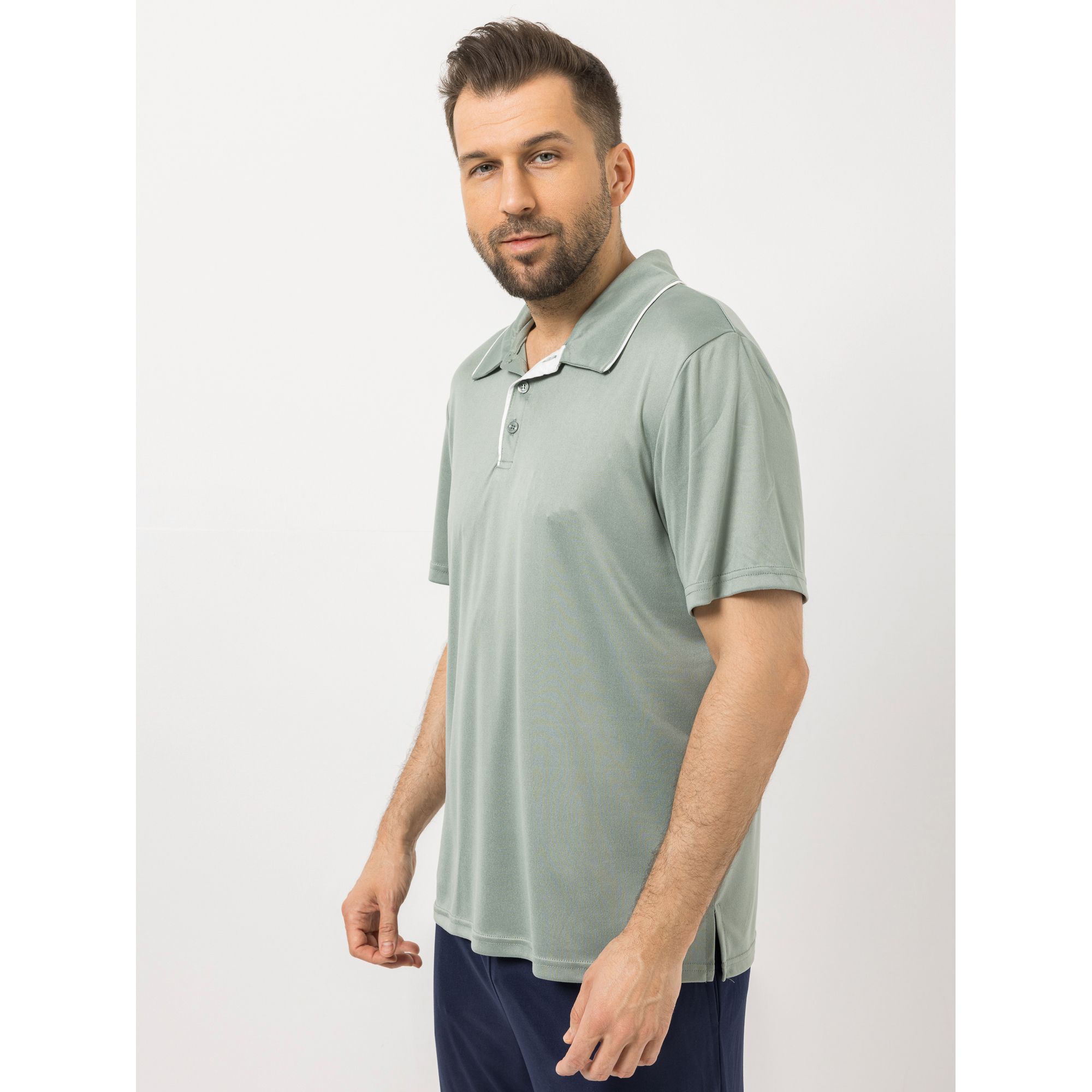 MEN'S TOUCH Poloshirt, 1/2-Arm Mikrofaser Streifendetails Knopfleiste