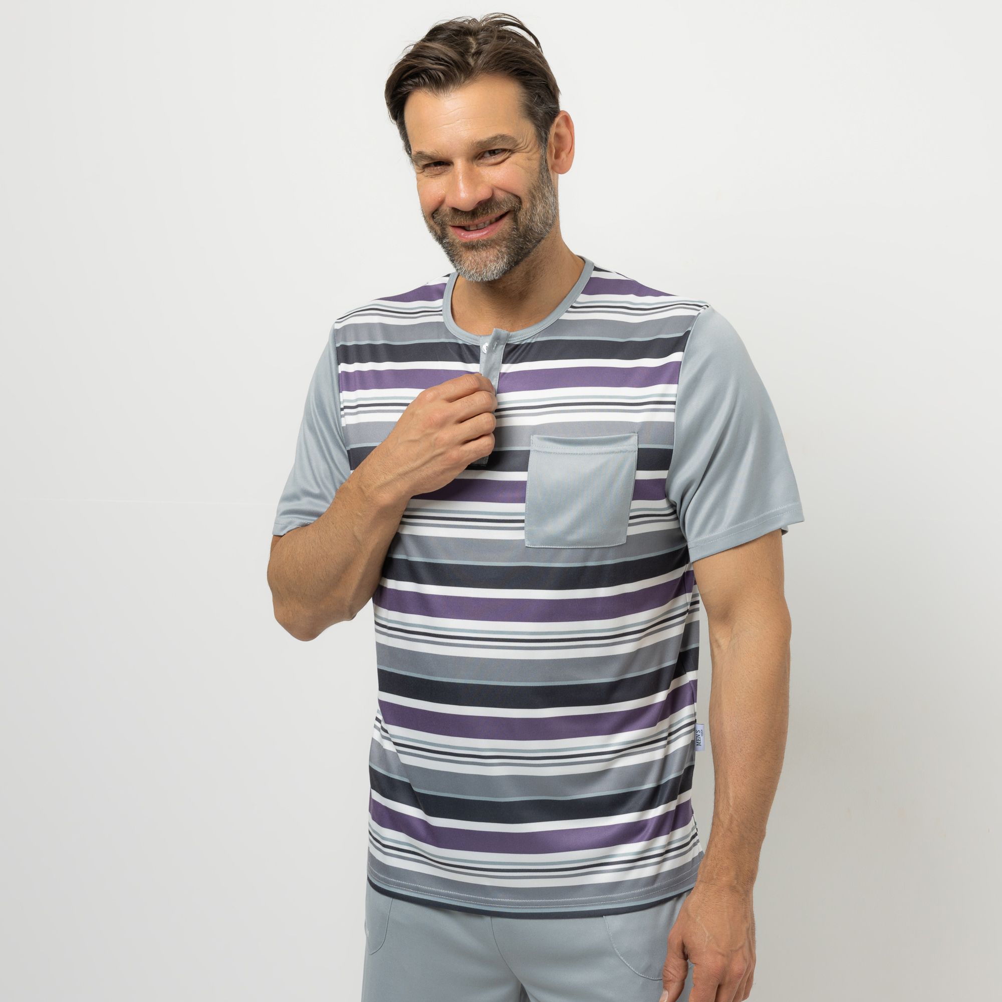 MEN'S TOUCH Shirt, 1/2-Arm Knopfleiste Brusttasche Seitenschlitze