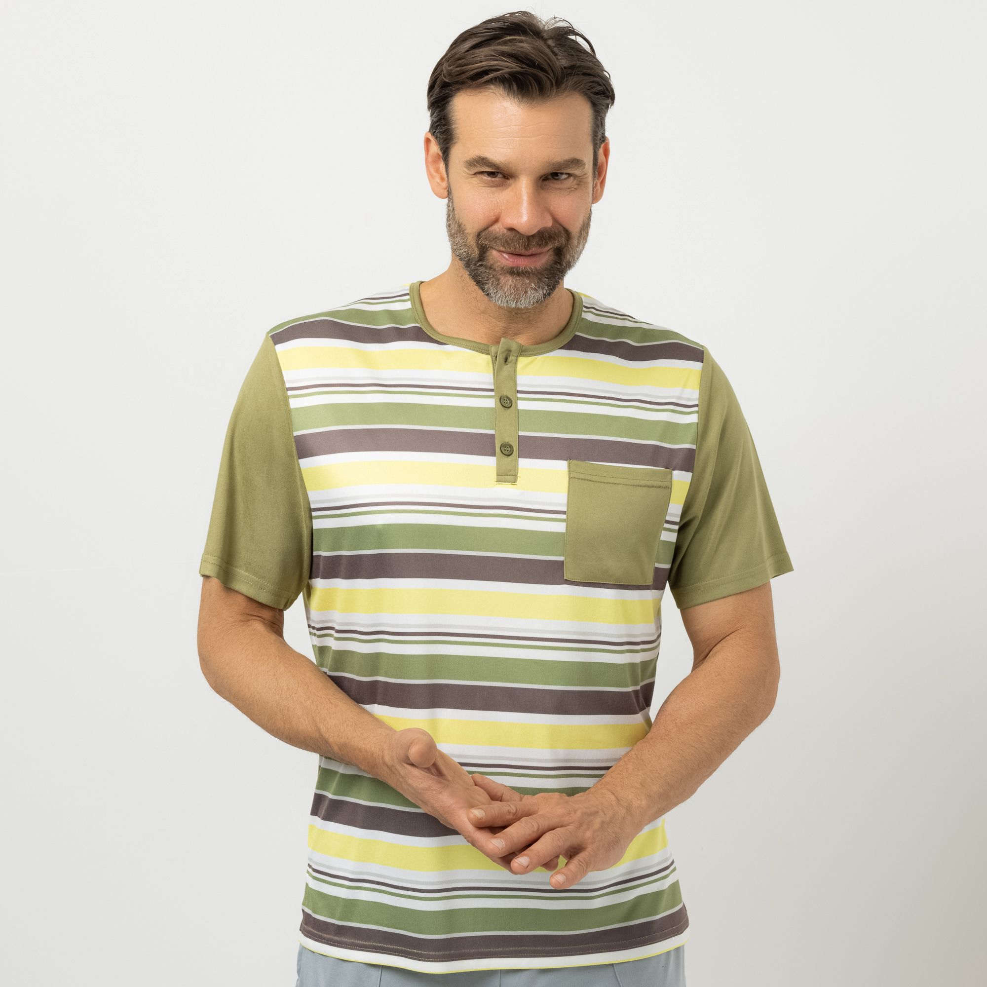 MEN'S TOUCH Shirt, 1/2-Arm Knopfleiste Brusttasche Seitenschlitze
