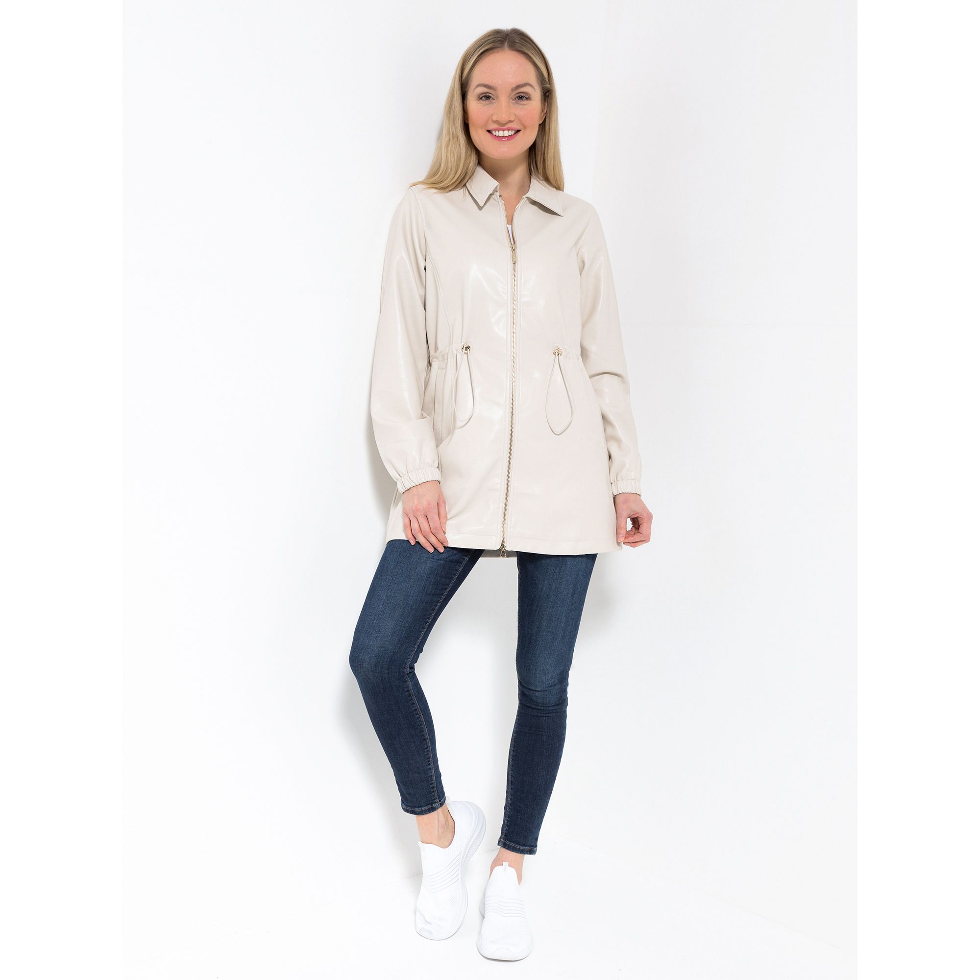 VIA MILANO Jacke Lederimitat lange Form figurumspielend