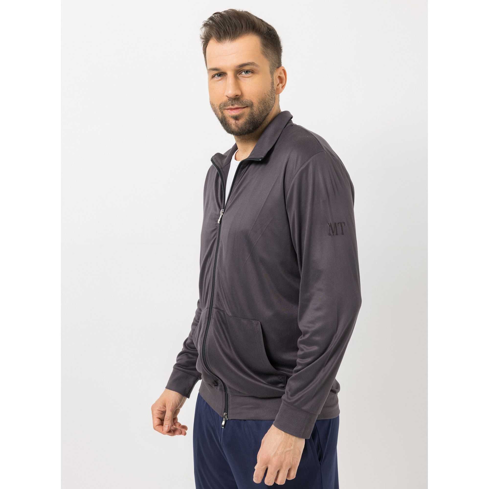 MEN'S TOUCH Jacke, 1/1-Arm Mikrofaser Stehkragen Kängurutaschen