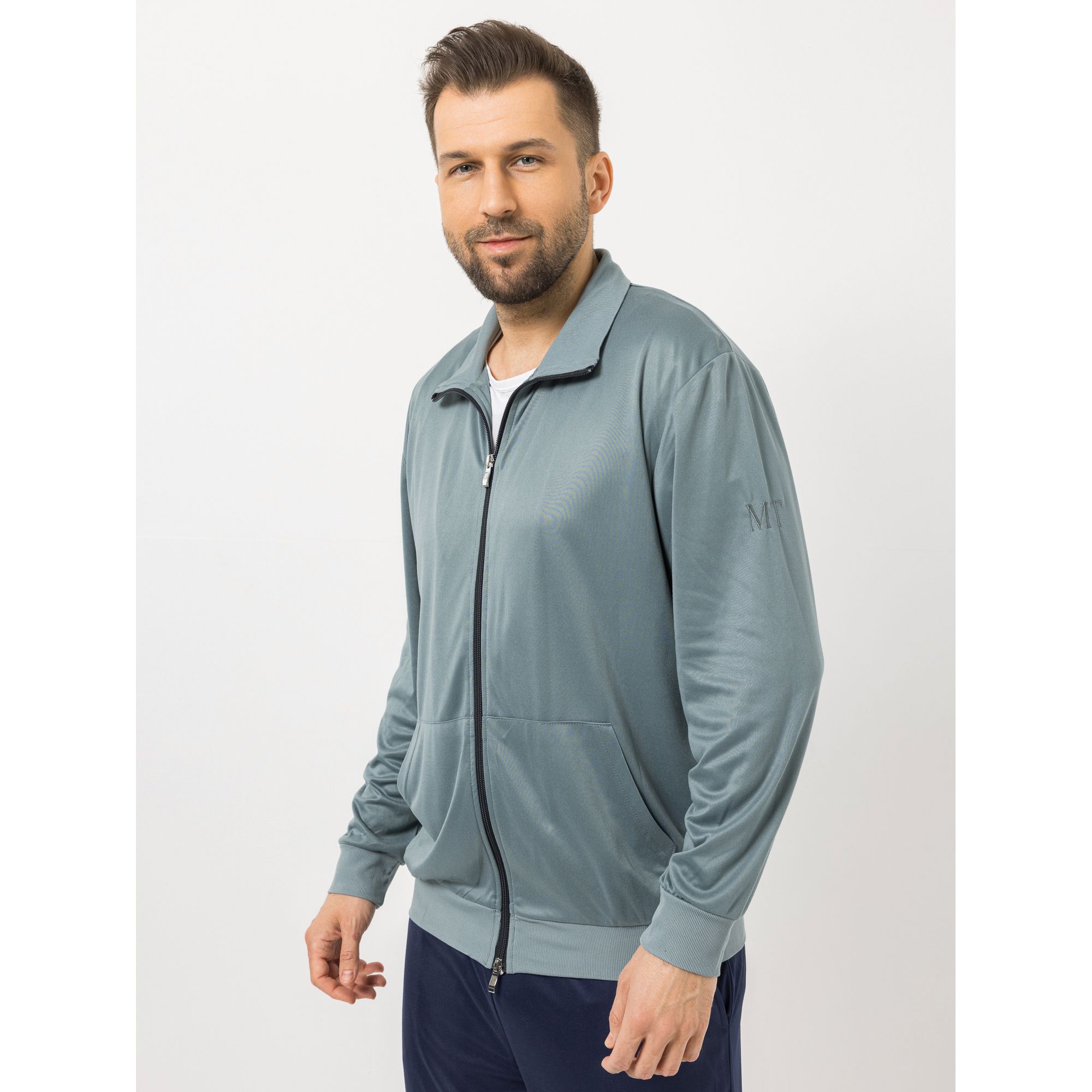 MEN'S TOUCH Jacke, 1/1-Arm Mikrofaser Stehkragen Kängurutaschen