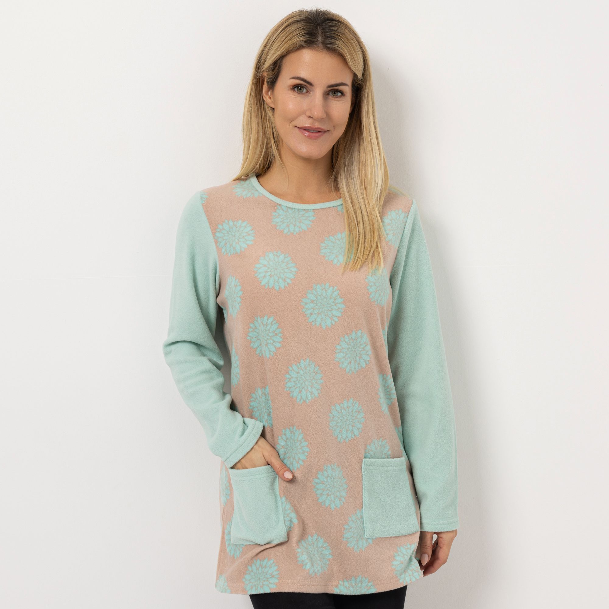 POLARSTERN Longshirt Mikrofaser Fleece Taschen Seitenschlitze