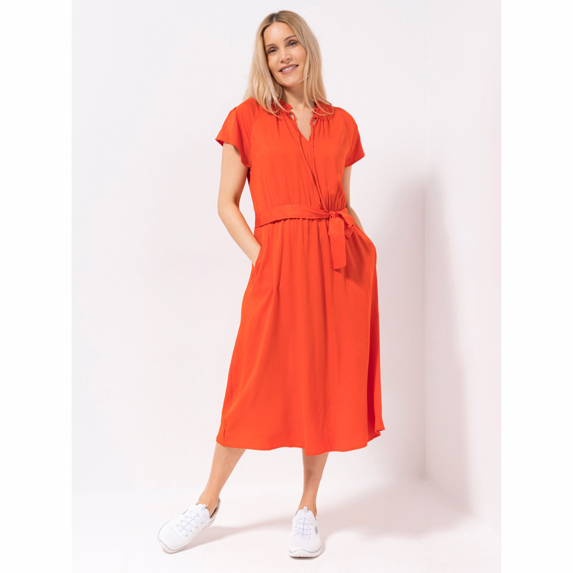 LOVELY SISTERS® Kleid, 1/2-Arm Bindegürtel Raglan Ärmel ausgestellte Form