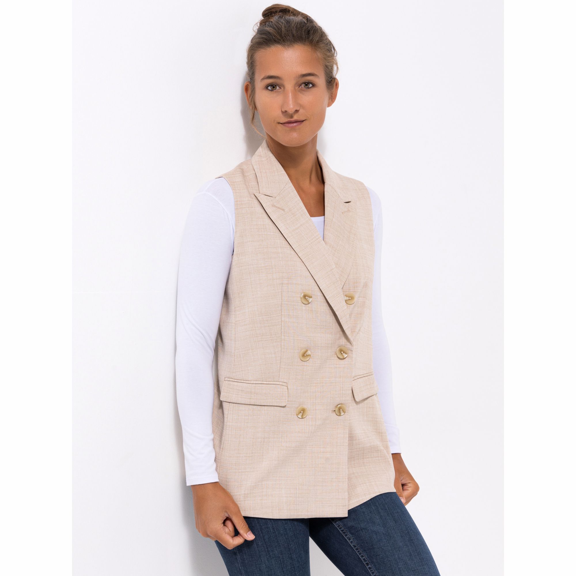 VIA MILANO Weste Reverskragen Pattentaschen Knopfverschluss