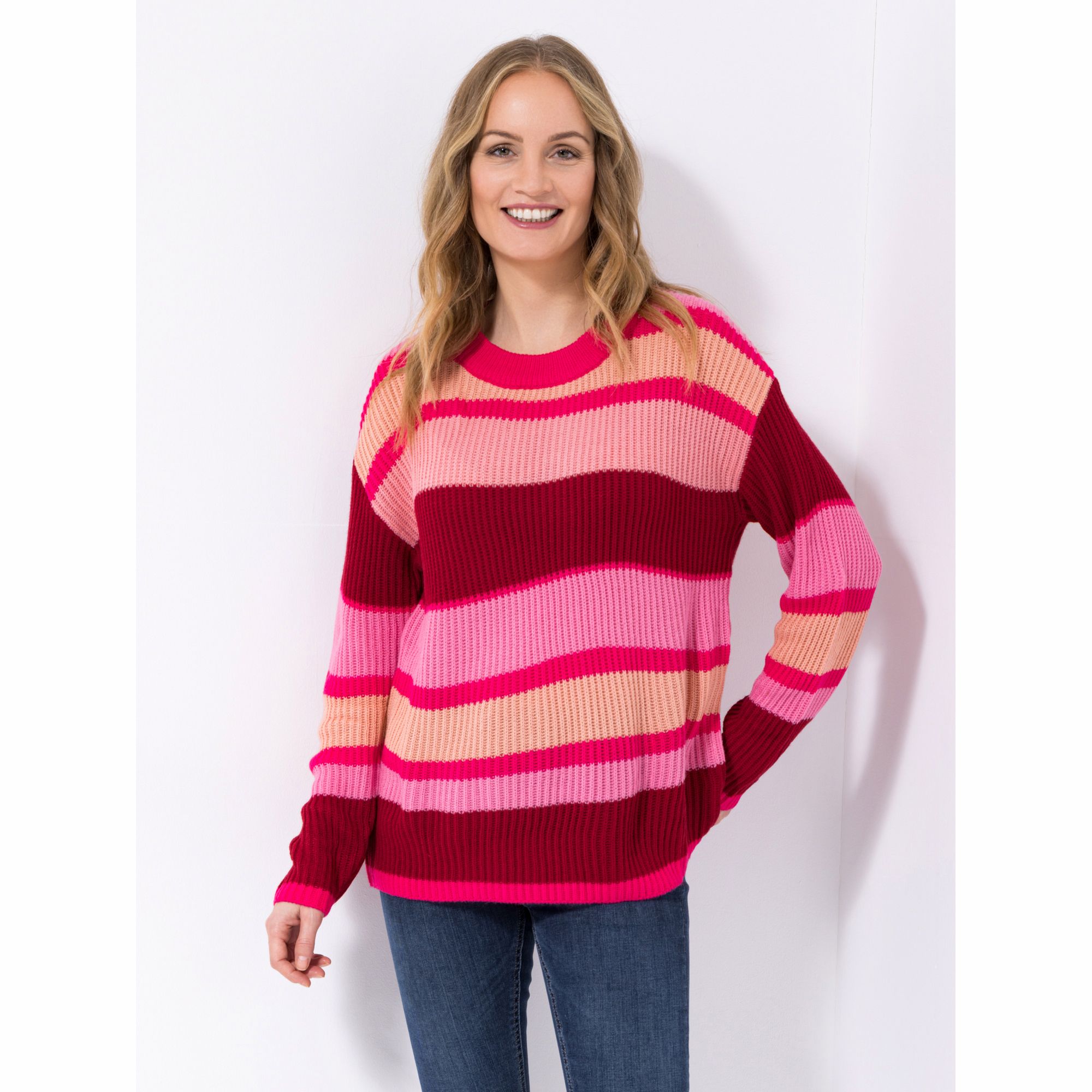 CASHMASOFT Pullover grober Rippenstrick Rundhalsausschnitt gestreift
