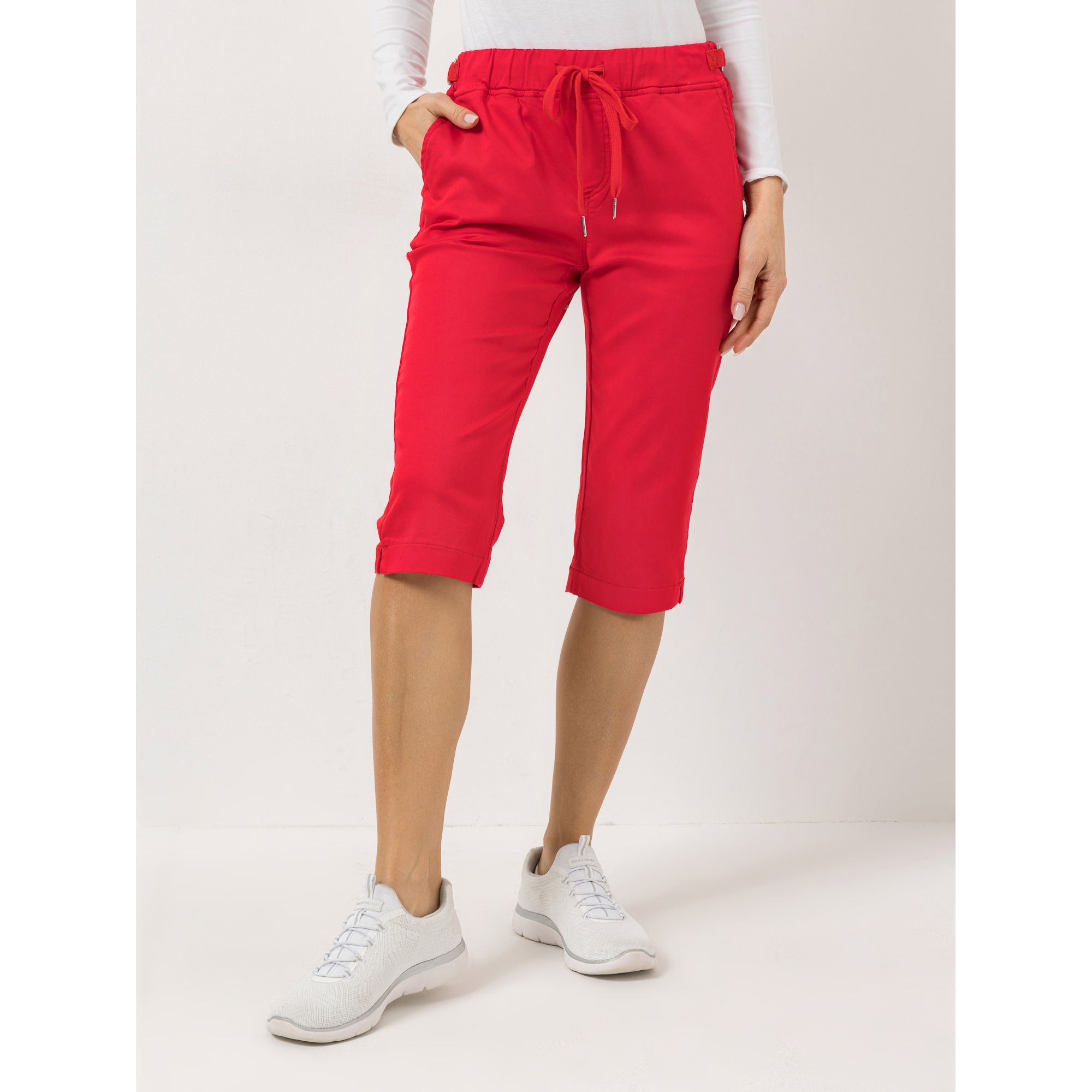 DENIM & CO. Hose Capri-Länge Rundumdehnbund kurzer Seitenschlitz