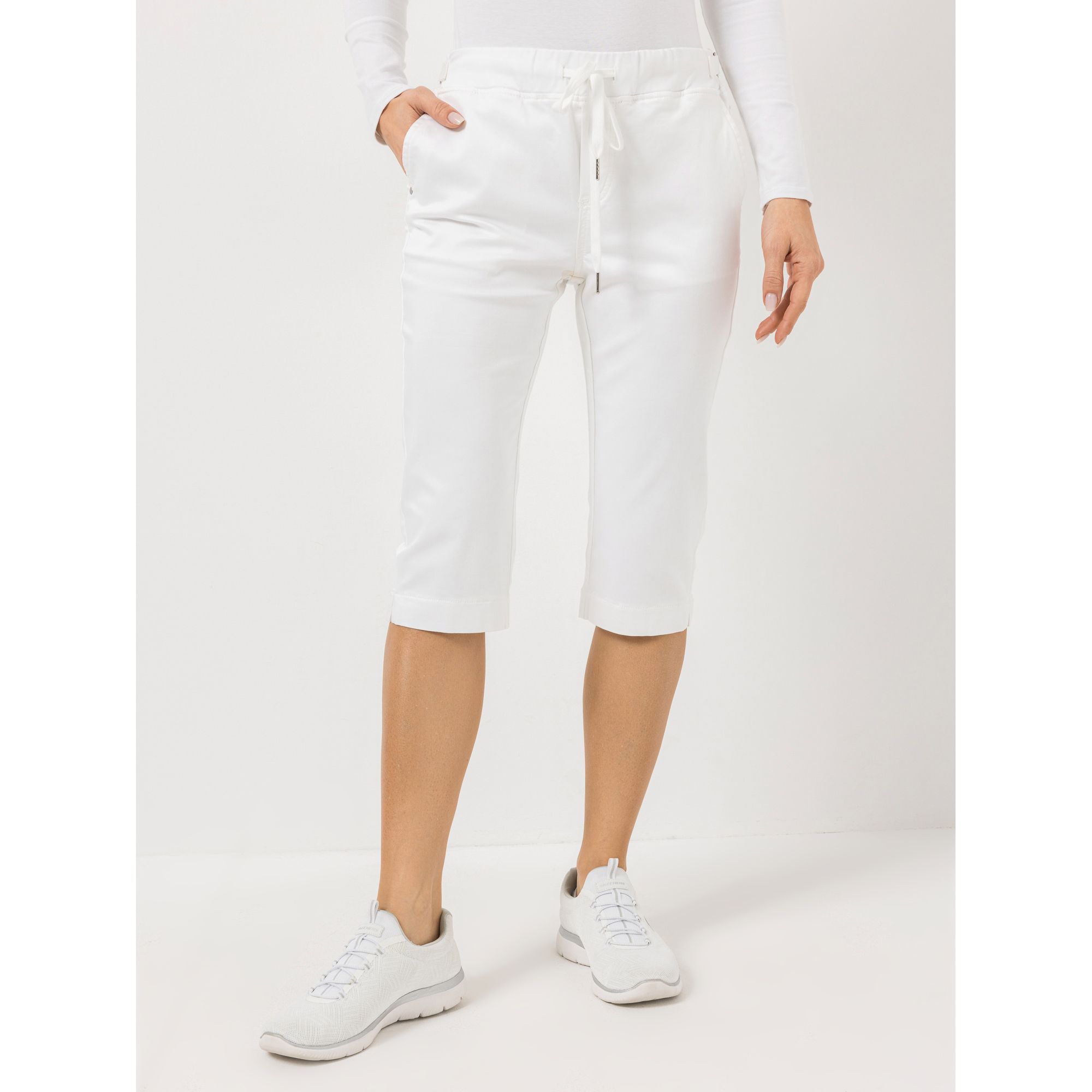 DENIM & CO. Hose Capri-Länge Rundumdehnbund kurzer Seitenschlitz