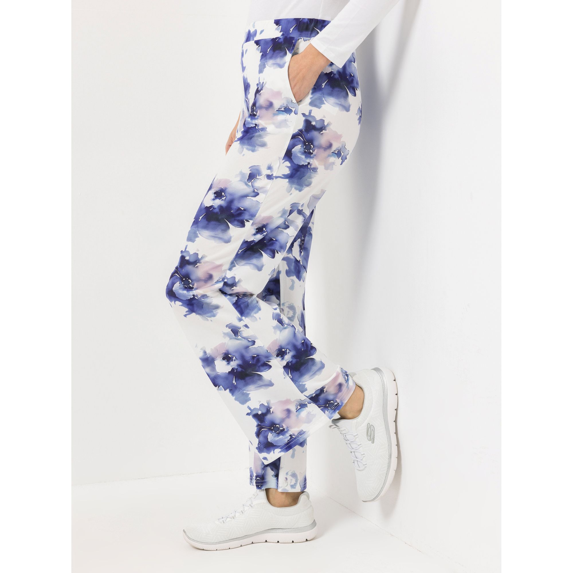 VIA MILANO Hose Rundumdehnbund Eingrifftaschen gerades weites Bein