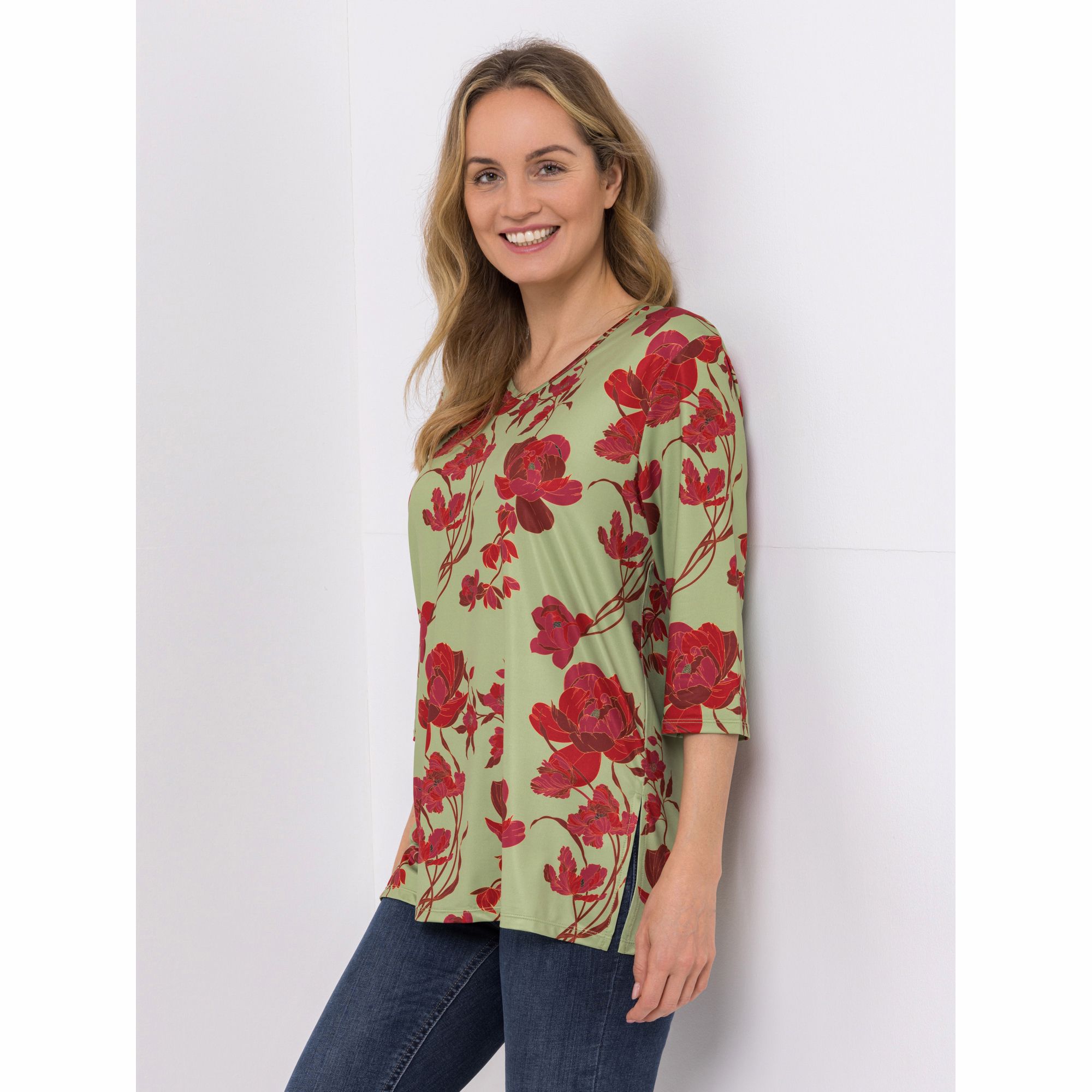 IN-PRINT Shirt 3/4-Arm V-Ausschnitt bedruckt