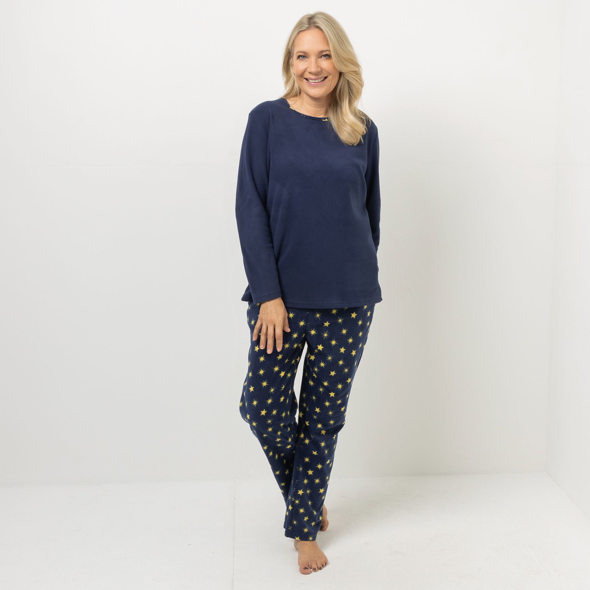 POLARSTERN HOMEWEAR Pyjama-Set Mikrofaser Fleece Shirt und bedruckte Hose
