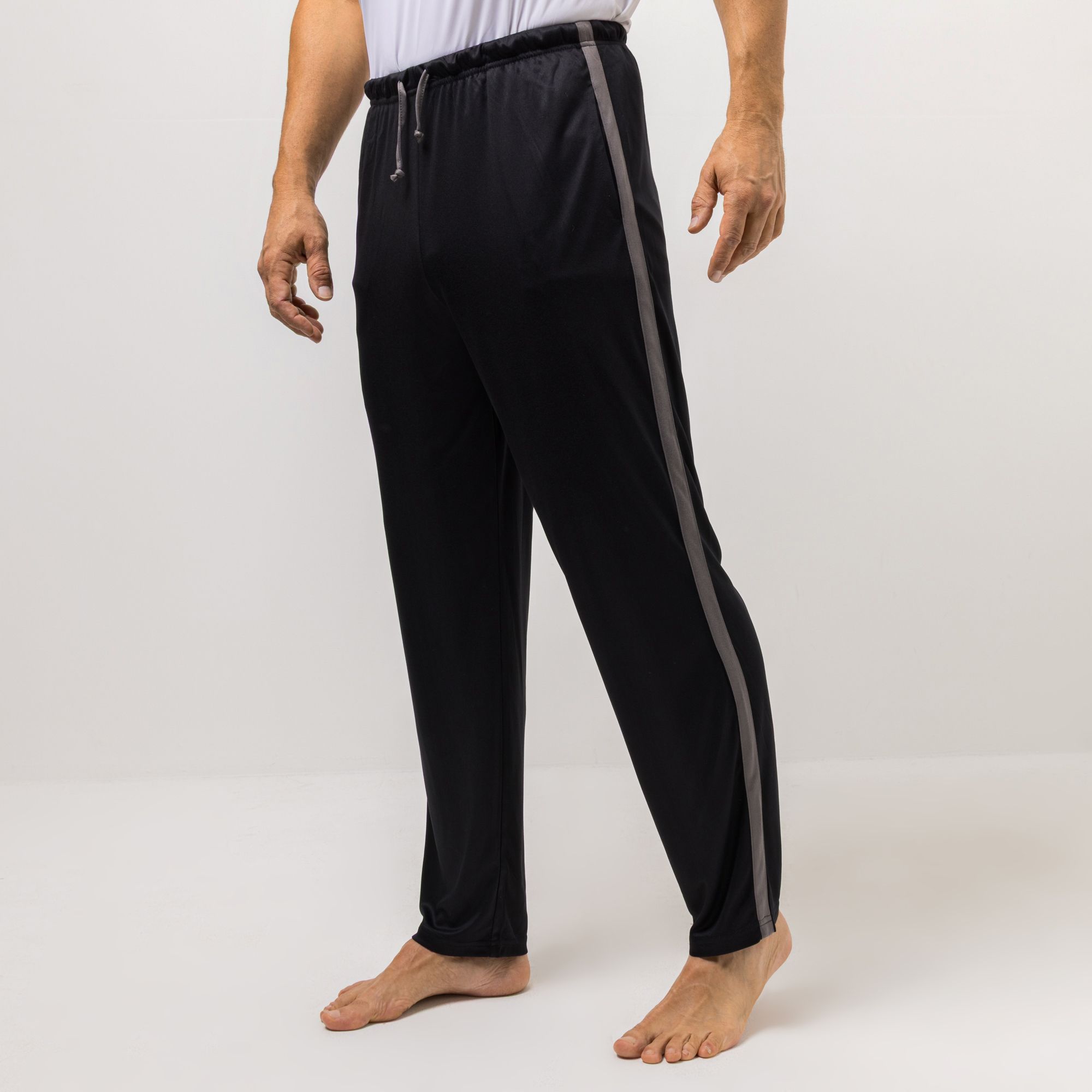 MEN'S TOUCH Hose, lange Form Mikrofaser Kontraststreifen mit Seitentaschen