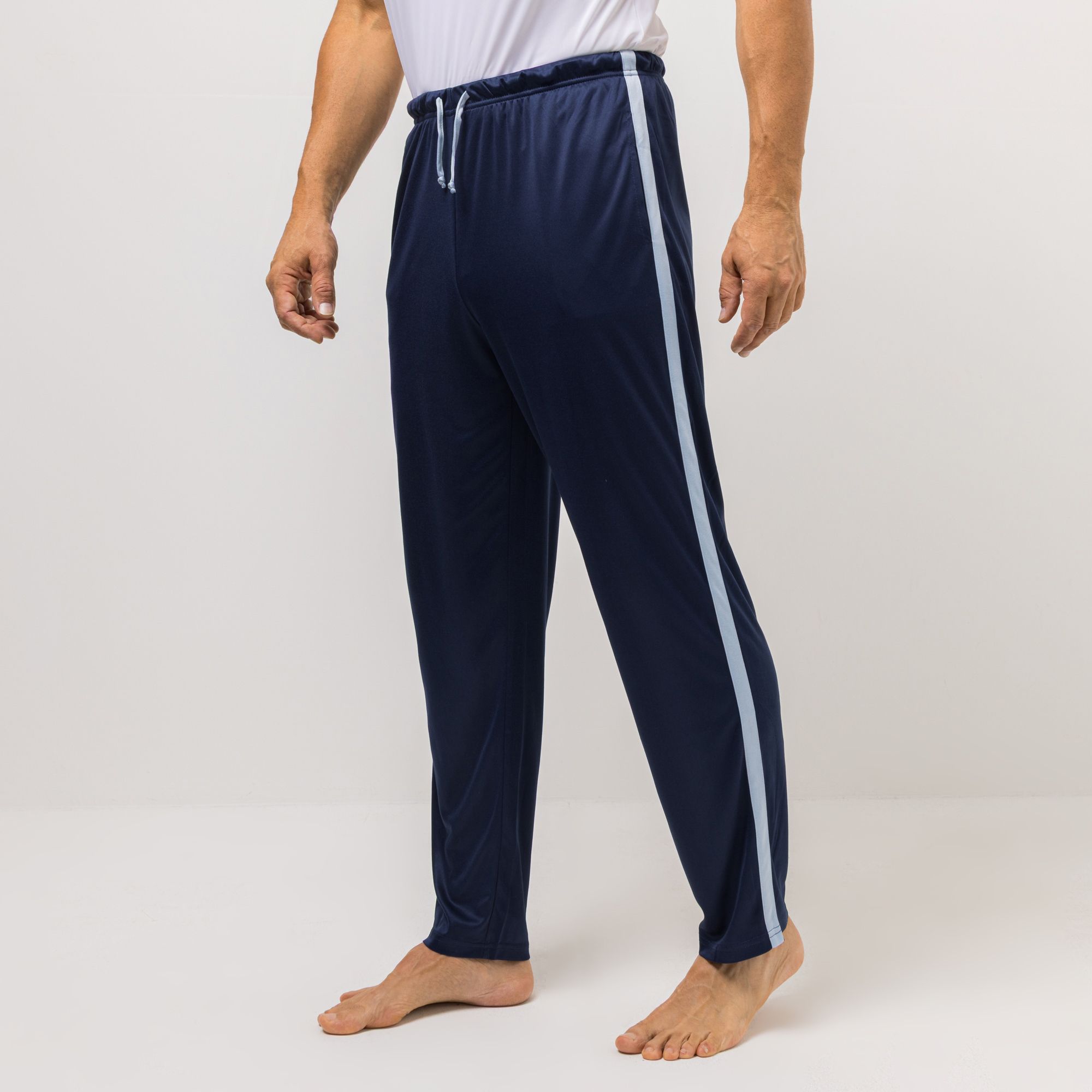 MEN'S TOUCH Hose, lange Form Mikrofaser Kontraststreifen mit Seitentaschen