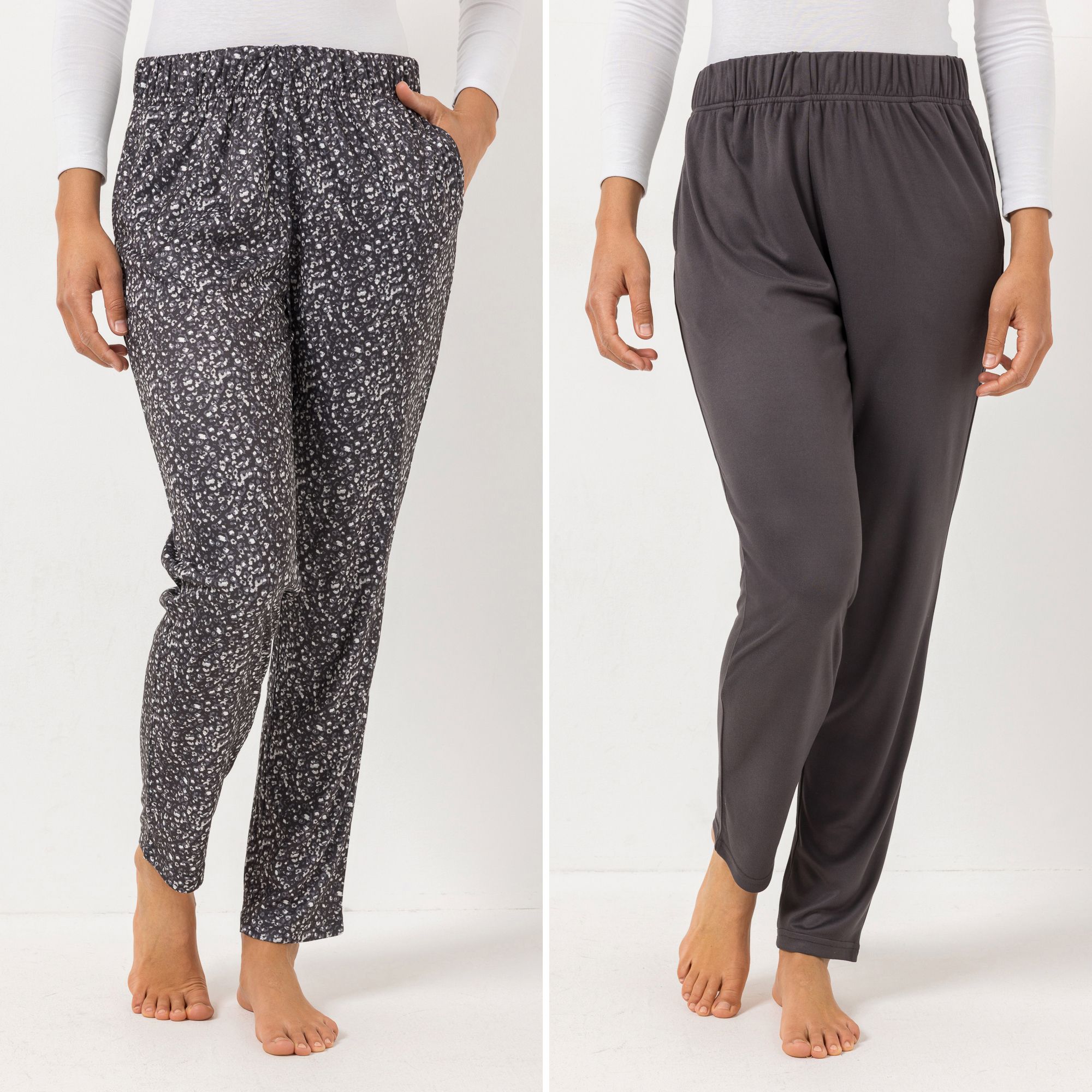 JERYMOOD HOMEWEAR 2 Hosen, 1/1-Länge Mikrofaser Jersey Rundumdehnbund schmales Bein