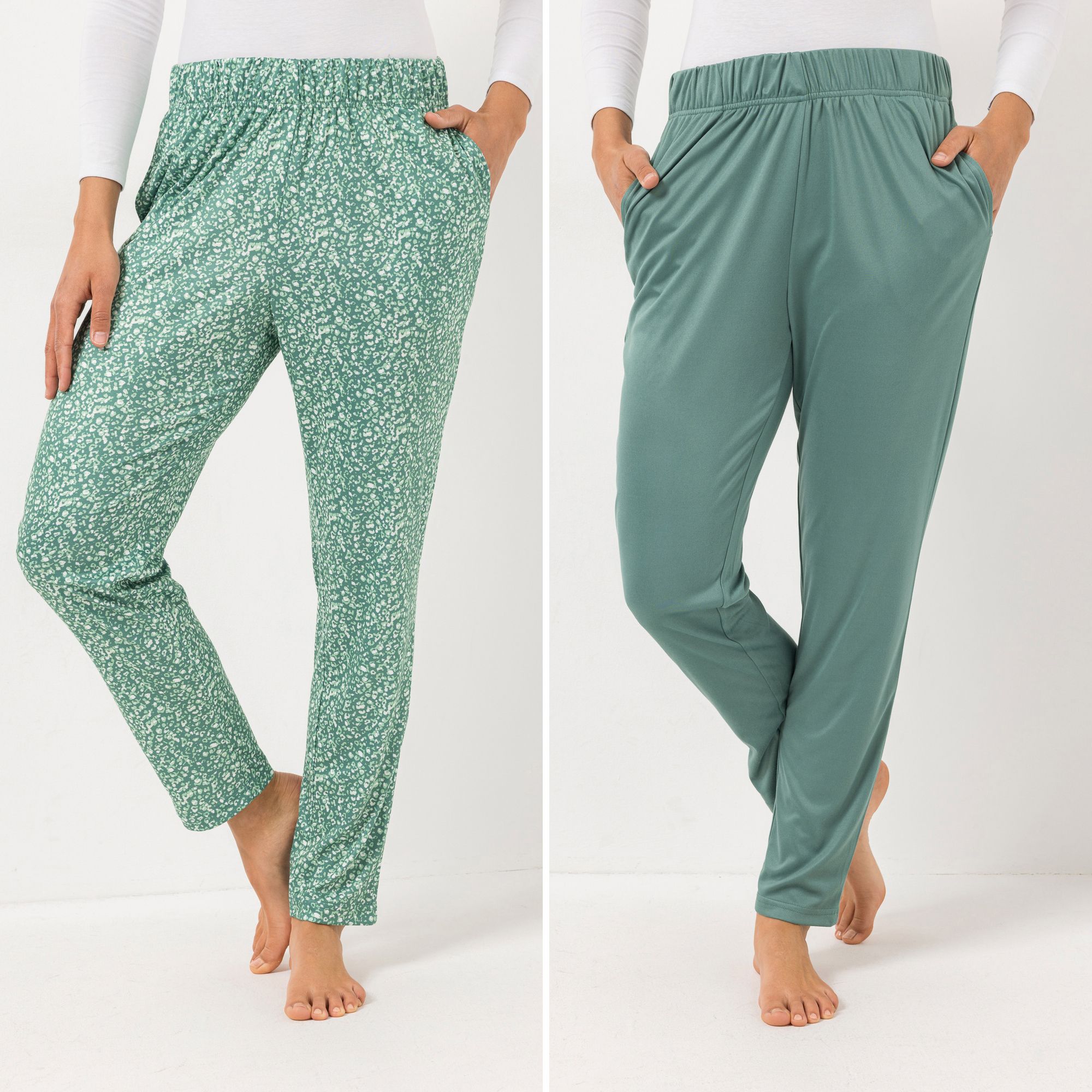 JERYMOOD HOMEWEAR 2 Hosen, 1/1-Länge Mikrofaser Jersey Rundumdehnbund schmales Bein