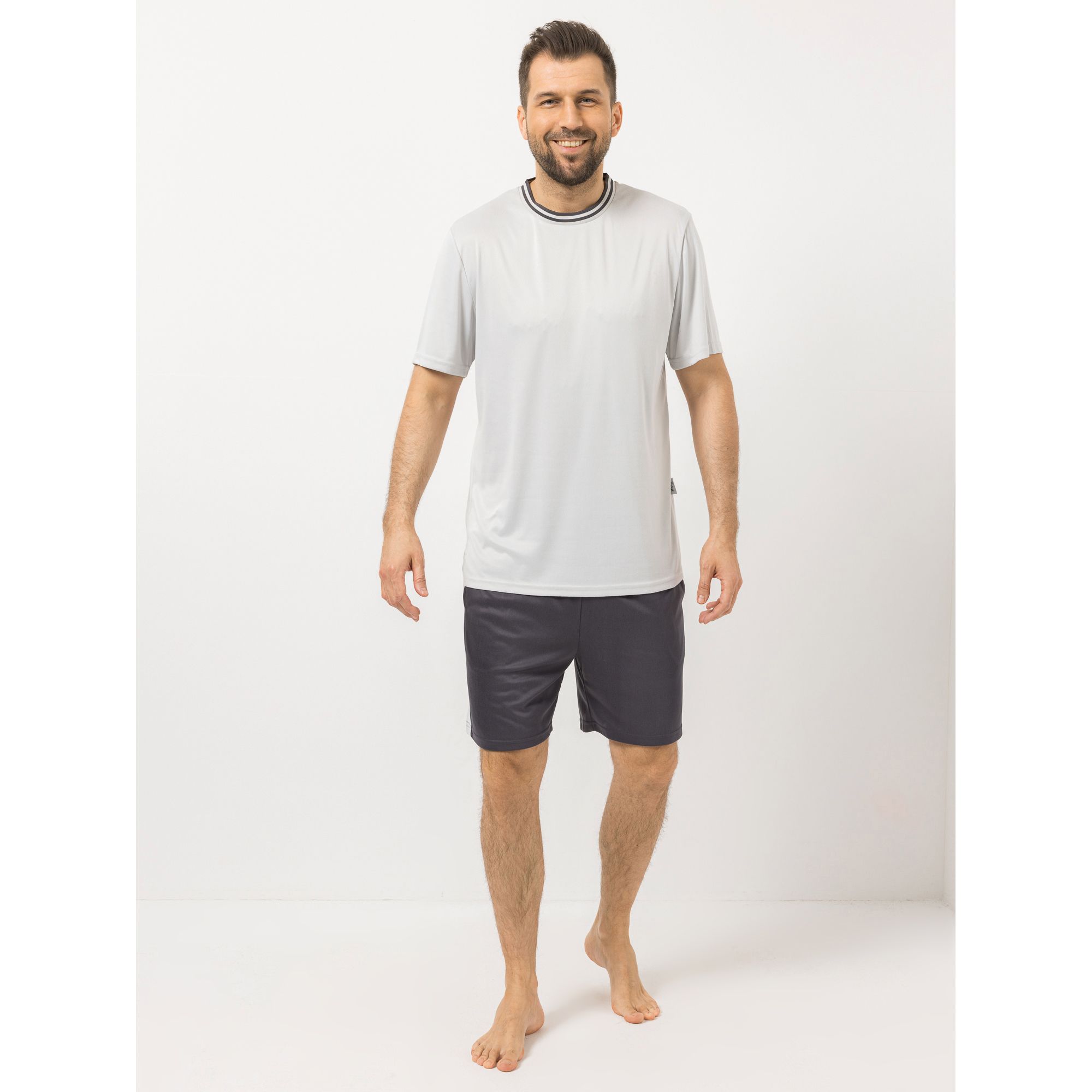 MEN'S TOUCH Pyjama-Set Mikrofaser Shirt, 1/2-Arm Shorty, Dehnbund