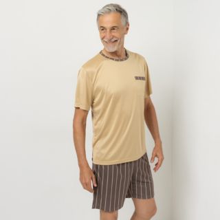 MEN'S TOUCH Pyjama-Set 1/2-Arm und Shorty Rundhalsausschnitt Brusttasche