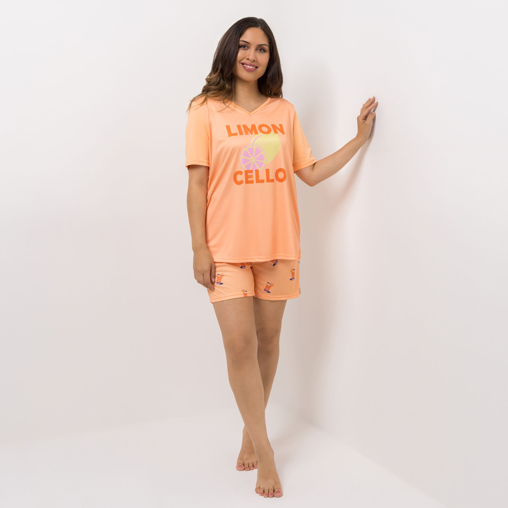 LITTLE ROSE Pyjama-Set Shirt, 1/2-Arm mit Herzausschnitt Shorty