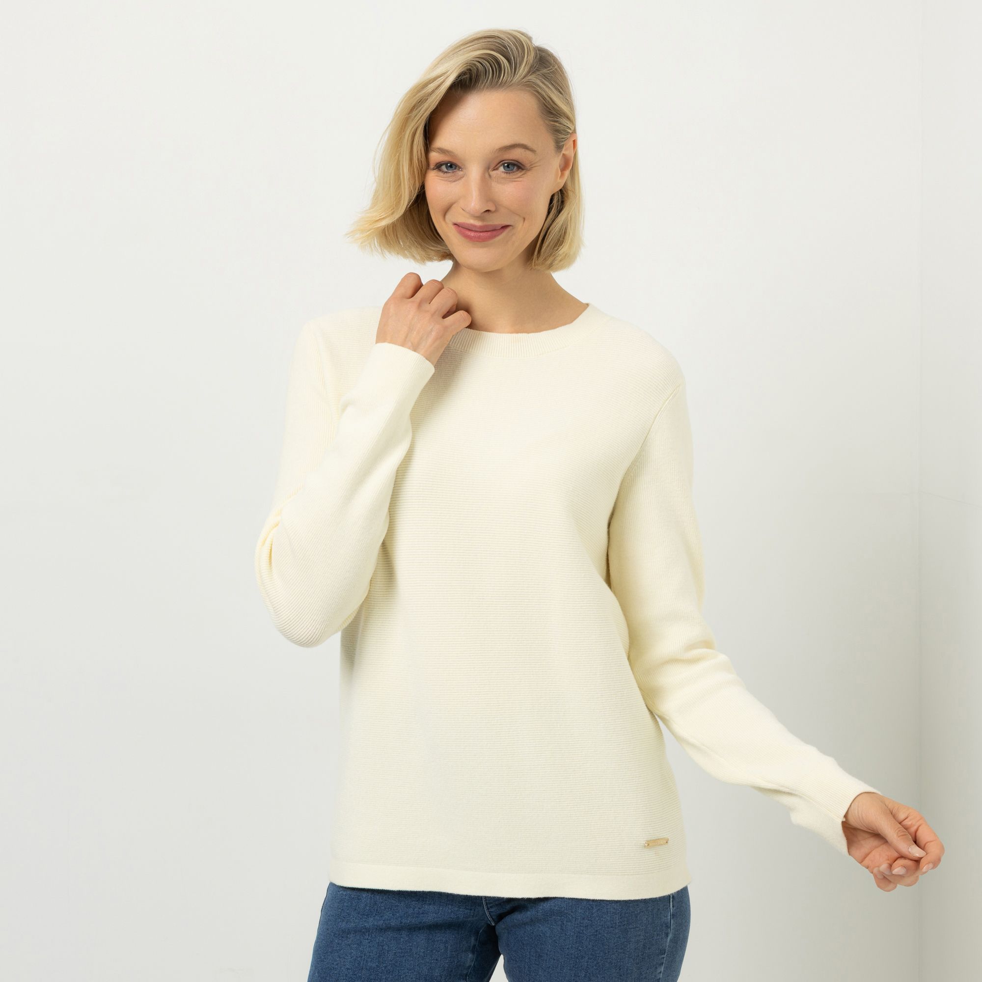 AMINATI® Pullover, langarm Rundhalsausschnitt Logo-Details figurumspielend