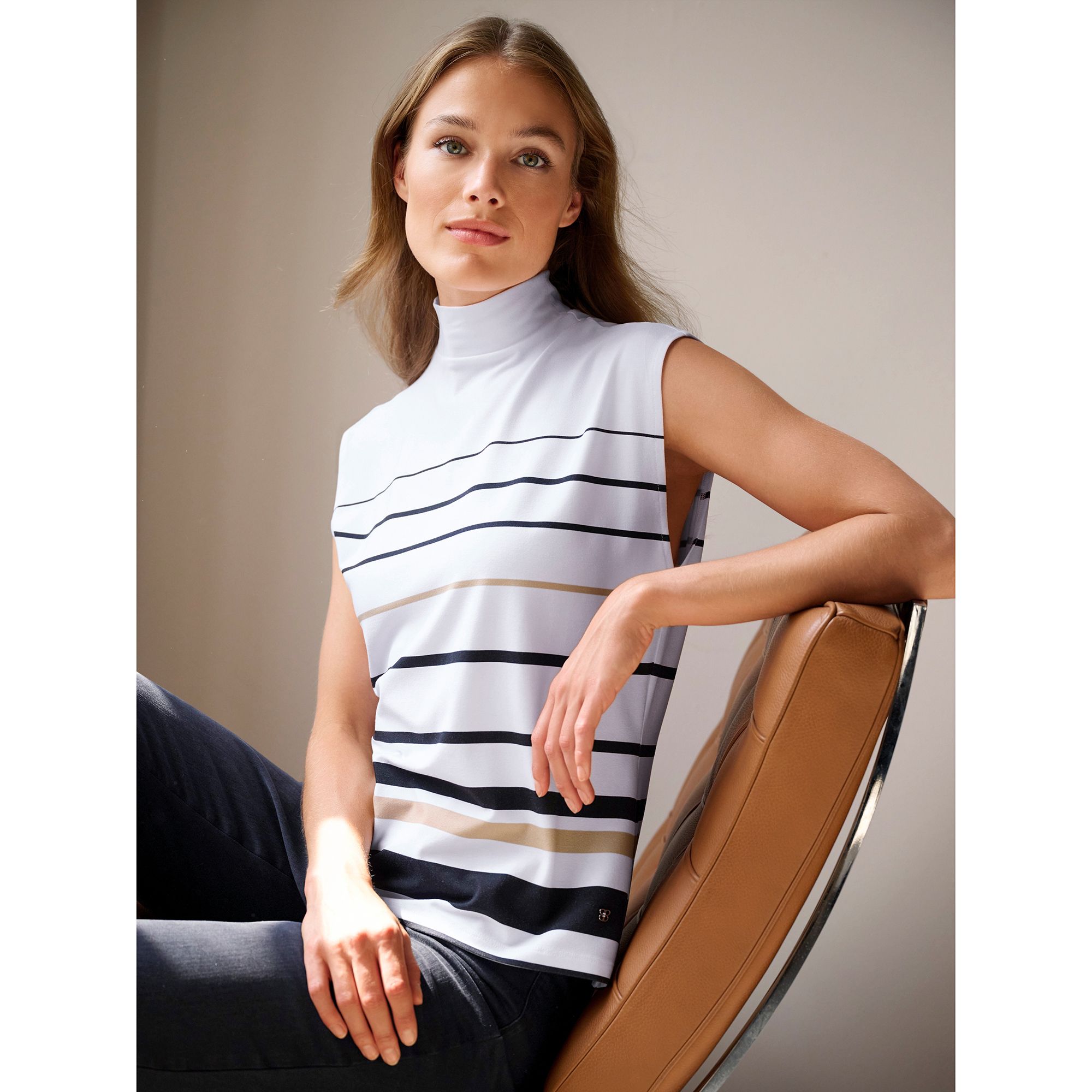 BASLER® Shirt, ohne Arm Stehkragen Käppchenarm leicht tailliert