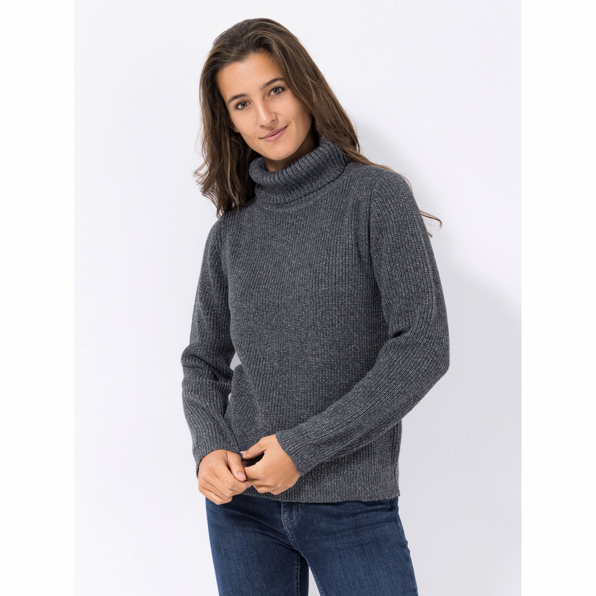 CASHMASOFT Pullover, 1/1-Arm Rollkragen Cashmeregriff Glanzgarn