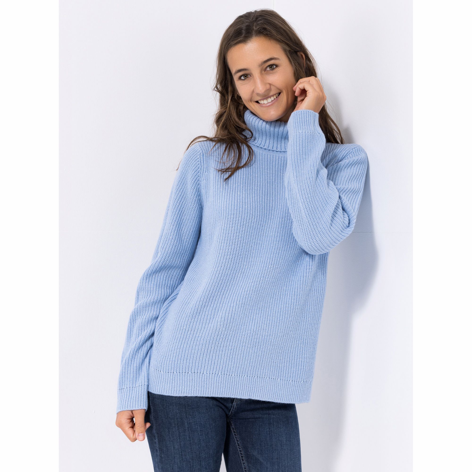 CASHMASOFT Pullover, 1/1-Arm Rollkragen Cashmeregriff Glanzgarn