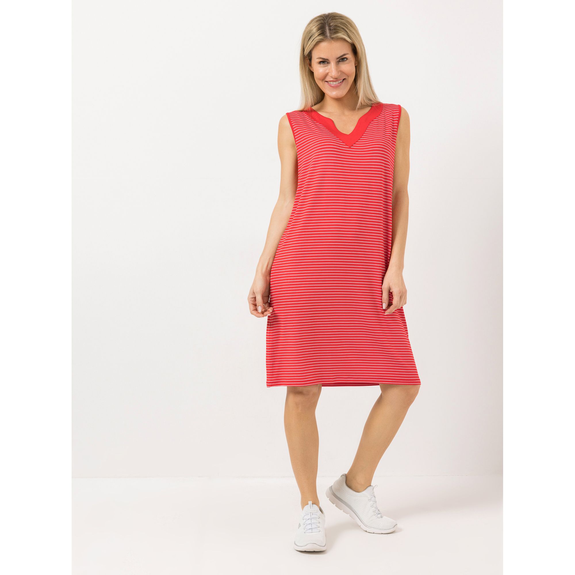 DENIM & CO. Kleid, ärmellos Jersey Zier-Ausschnitt gestreift