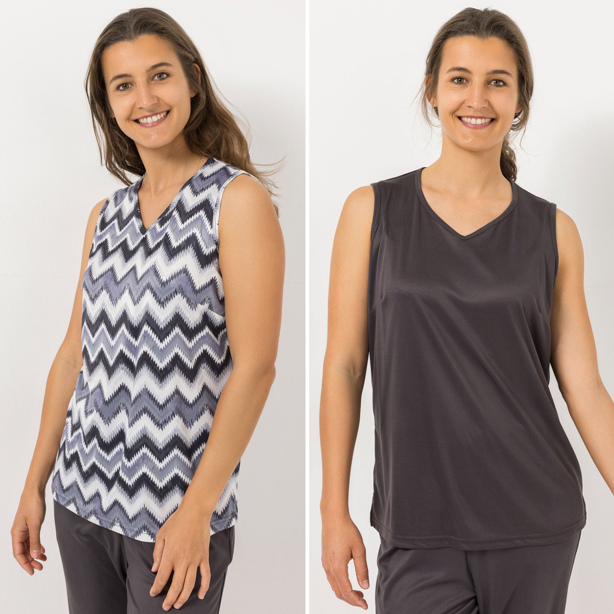 JERYMOOD HOMEWEAR 2 Tops Mikrofaser 1x bedruckt 1x uni