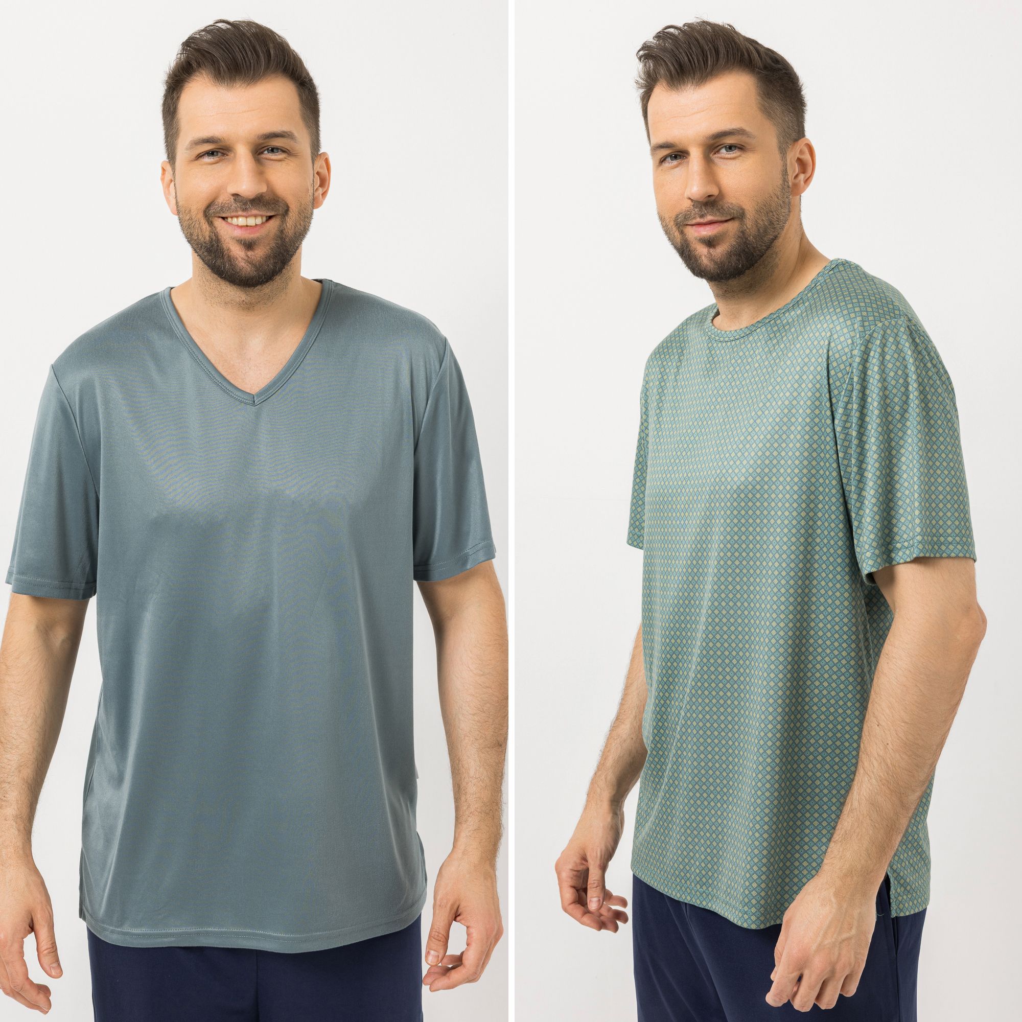 MEN'S TOUCH 2 Shirts, 1/2-Arm Mikrofaser 1x V-Ausschnitt 1x Rundhalsausschnitt