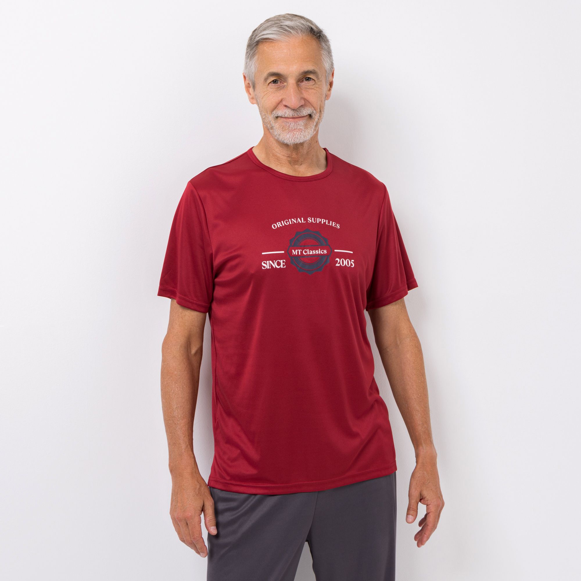 MEN'S TOUCH Shirt, 1/2-Arm Mikrofaser Rundhalsausschnitt platzierter Druck