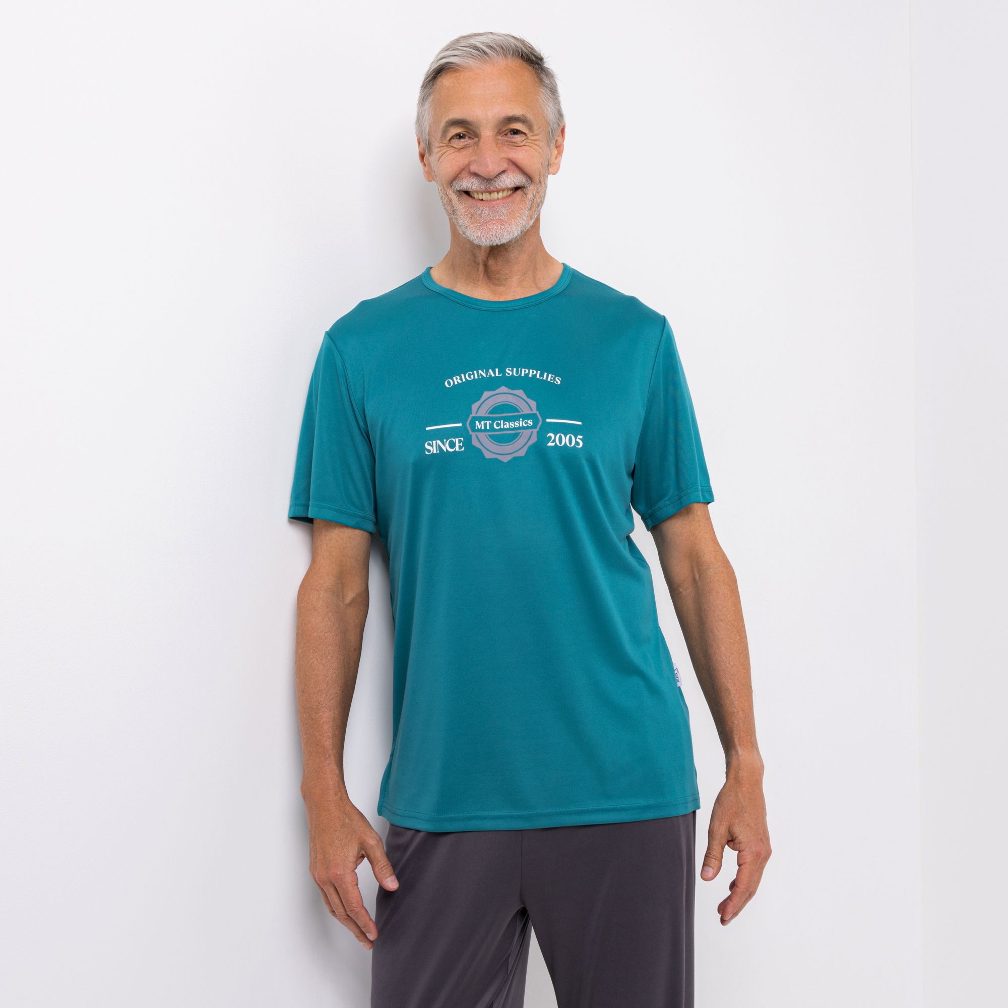 MEN'S TOUCH Shirt, 1/2-Arm Mikrofaser Rundhalsausschnitt platzierter Druck