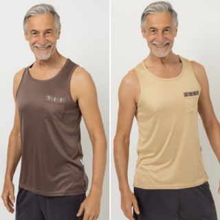 MEN'S TOUCH 2 Tops ohne Arm Rundhalsausschnitt mit Brusttasche