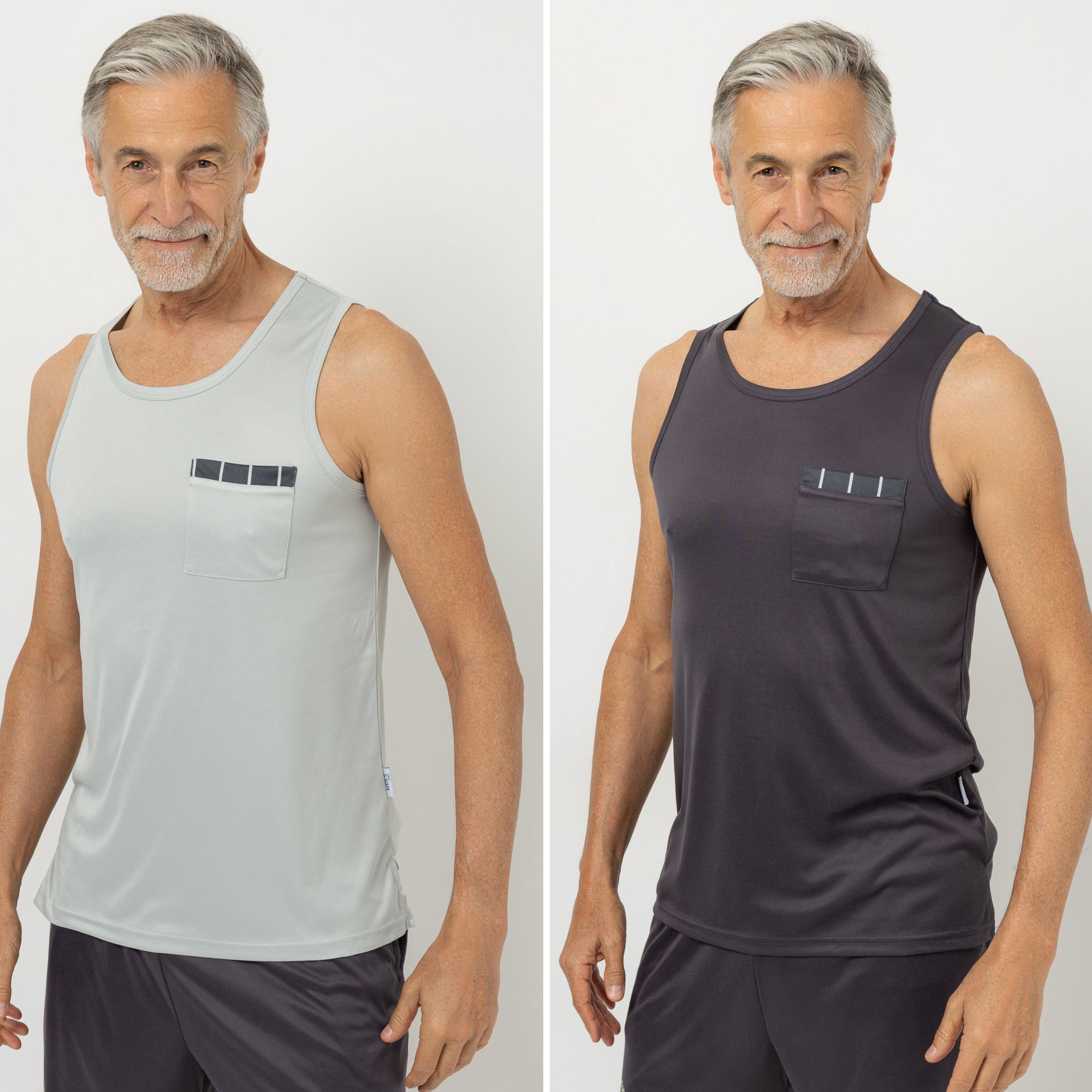 MEN'S TOUCH 2 Tops ohne Arm Rundhalsausschnitt mit Brusttasche